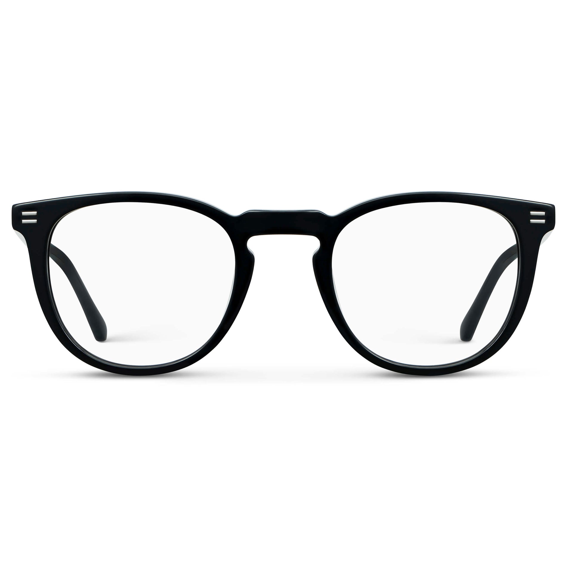 Black || Women's Round Eyeglasses with Black Acetate Frame and Clear Prescription Lens