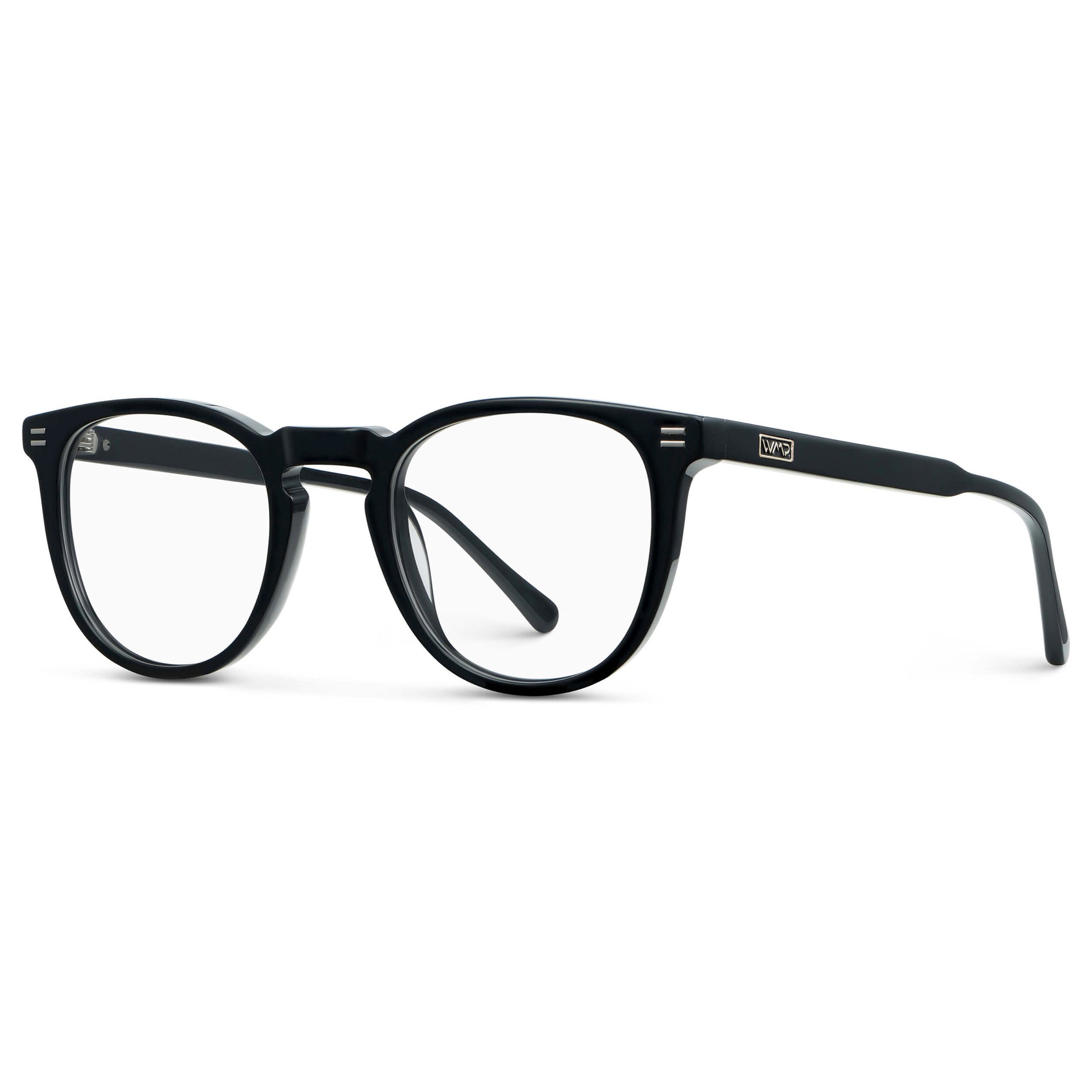 Black || Women's Round Eyeglasses with Black Acetate Frame and Clear Prescription Lens