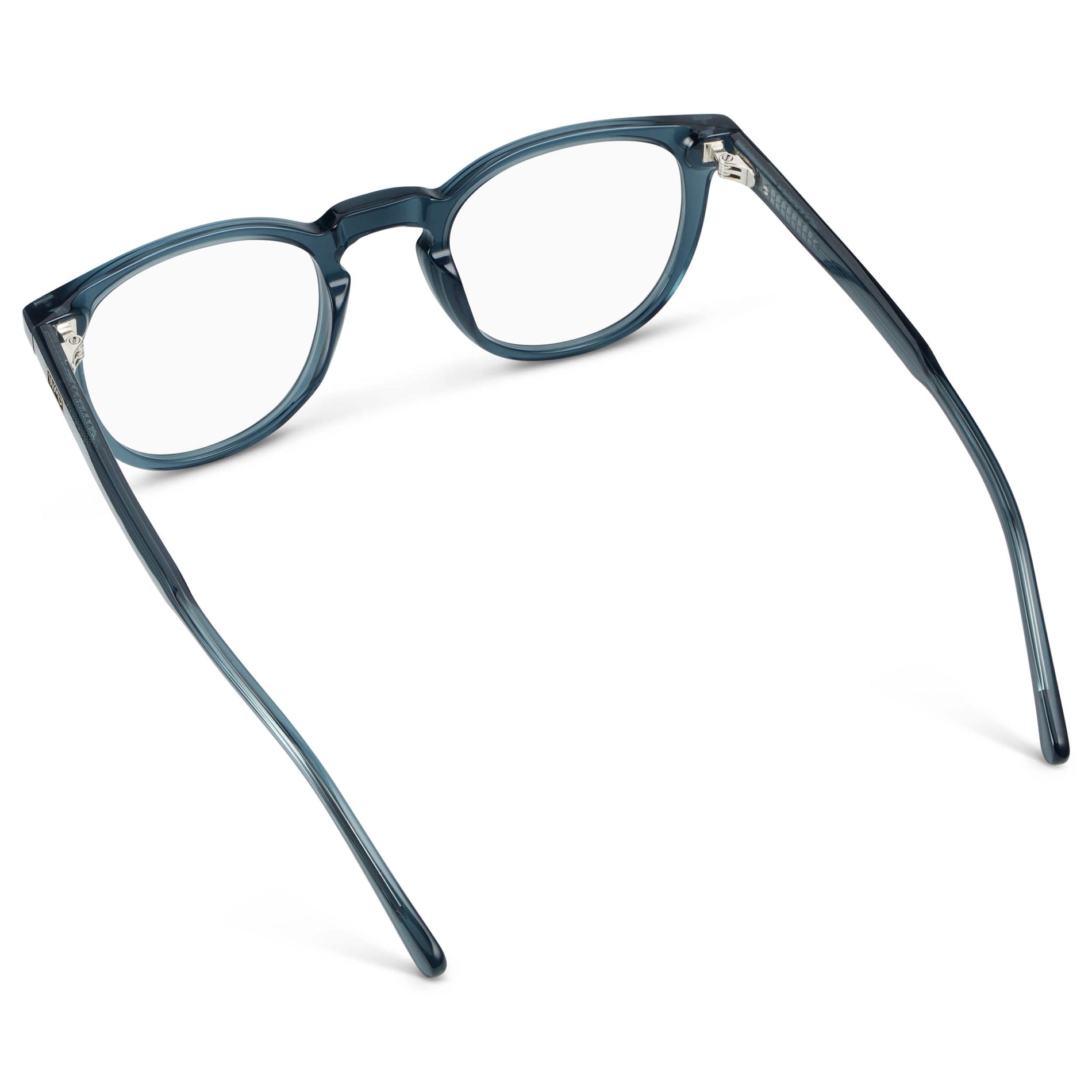 Crystal Steel Blue || Women's Round Blue Light Blocking Glasses with Crystal Steel Blue Acetate Frame and Clear Blue Light Blocking Lens