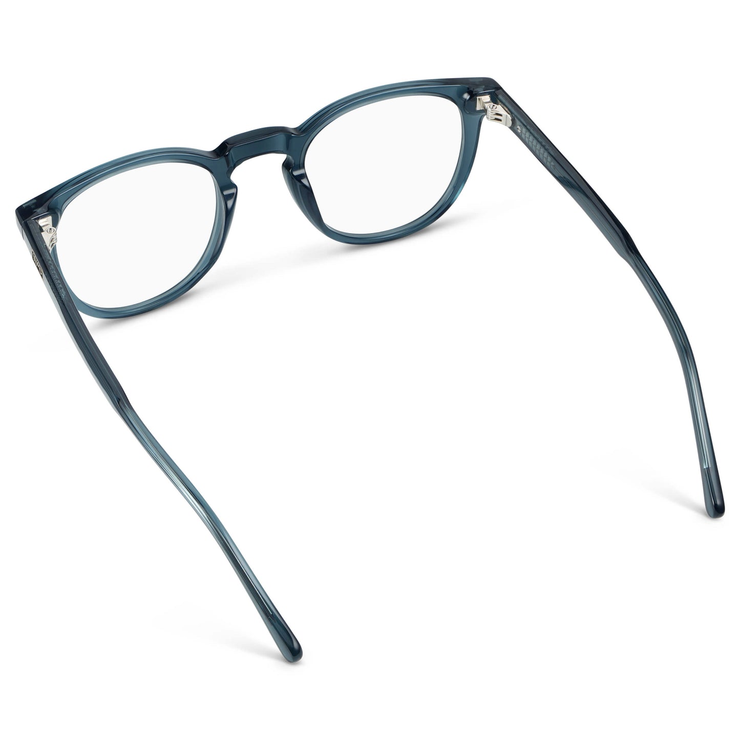 Crystal Steel Blue || Women's Round Eyeglasses with Crystal Steel Blue Acetate Frame and Clear Prescription Lens