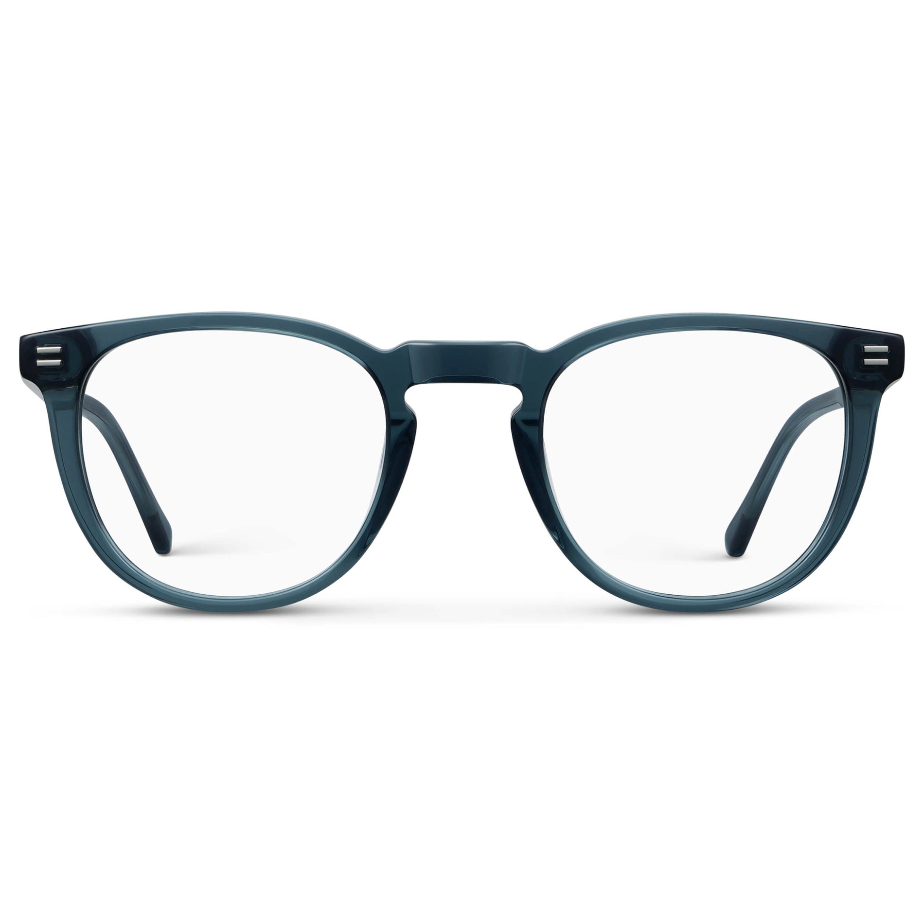 Crystal Steel Blue || Women's Round Eyeglasses with Crystal Steel Blue Acetate Frame and Clear Prescription Lens