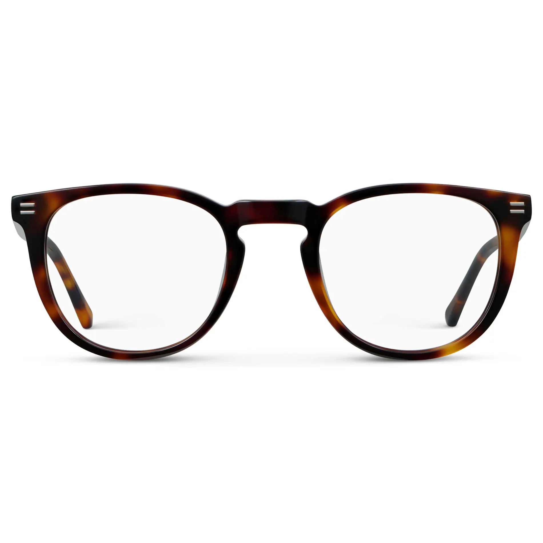 Brown Tortoise || Women's Round Eyeglasses with Brown Tortoise Acetate Frame and Clear Prescription Lens on a white background