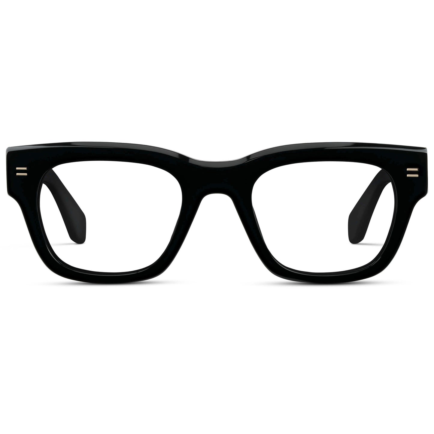 Black || Men's Oversized Rectangular Eyeglasses with Black Acetate Frame and Clear Prescription Lens