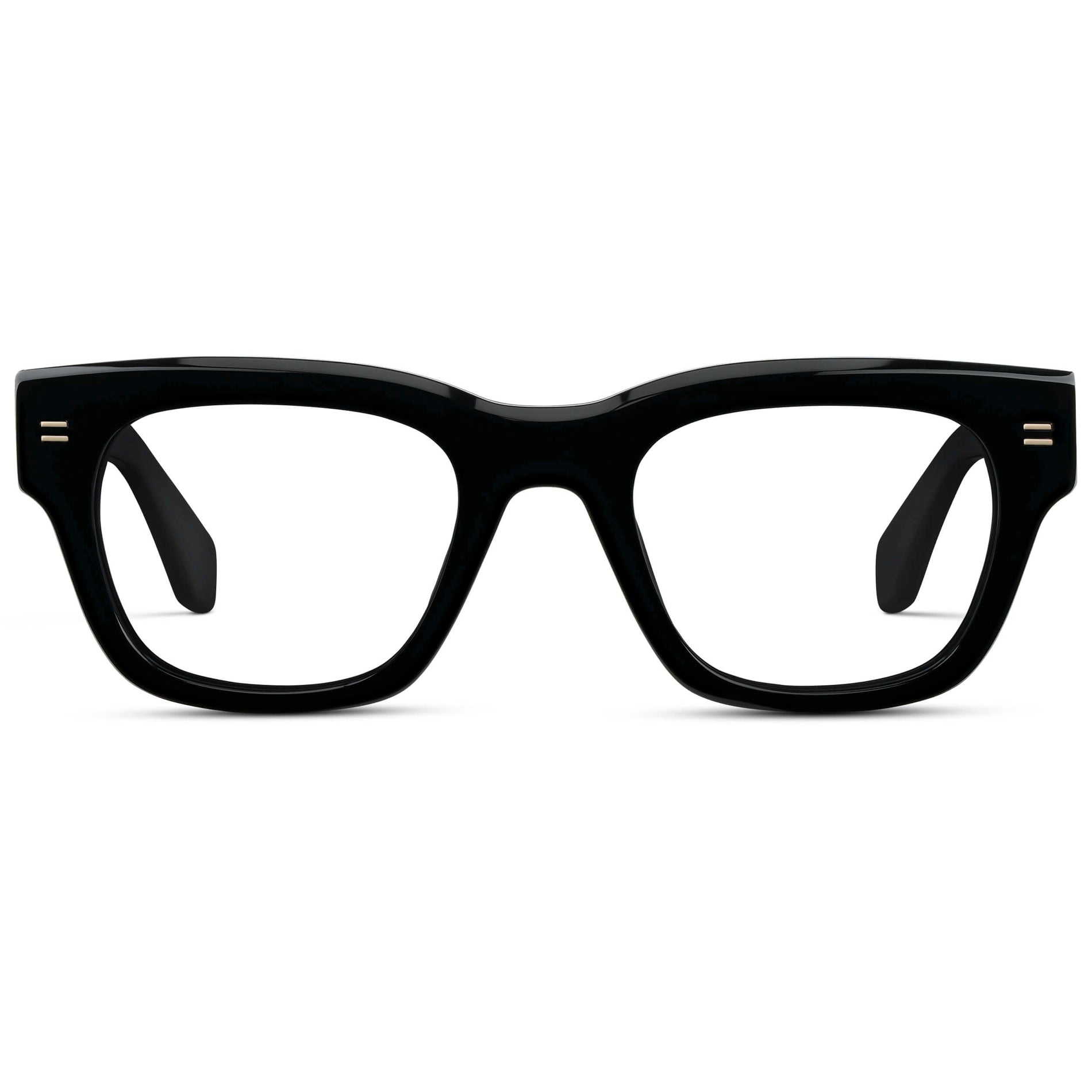 Black || Men's Oversized Rectangular Eyeglasses with Black Acetate Frame and Clear Prescription Lens