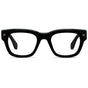 Black || Men's Oversized Rectangular Eyeglasses with Black Acetate Frame and Clear Prescription Lenses on a white background