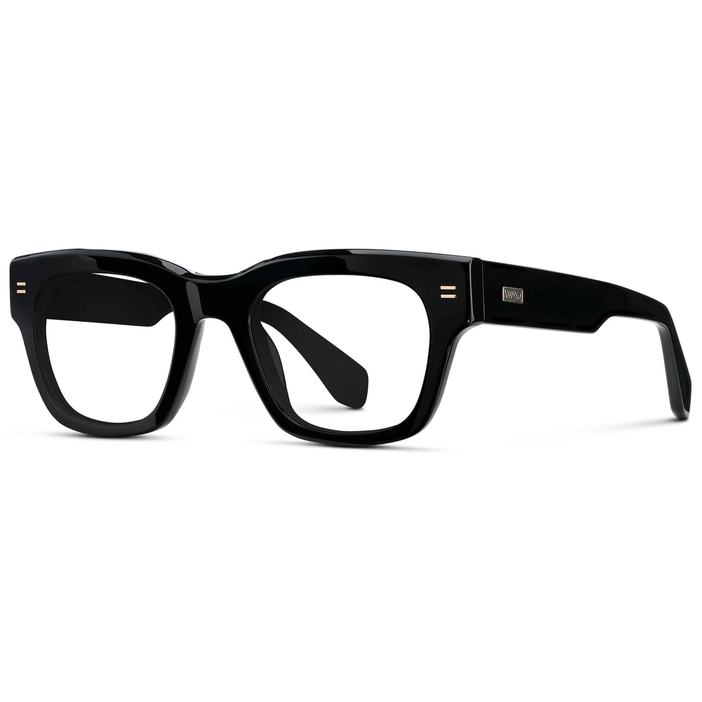 Black || Men's Oversized Rectangular Eyeglasses with Black Acetate Frame and Clear Prescription Lens