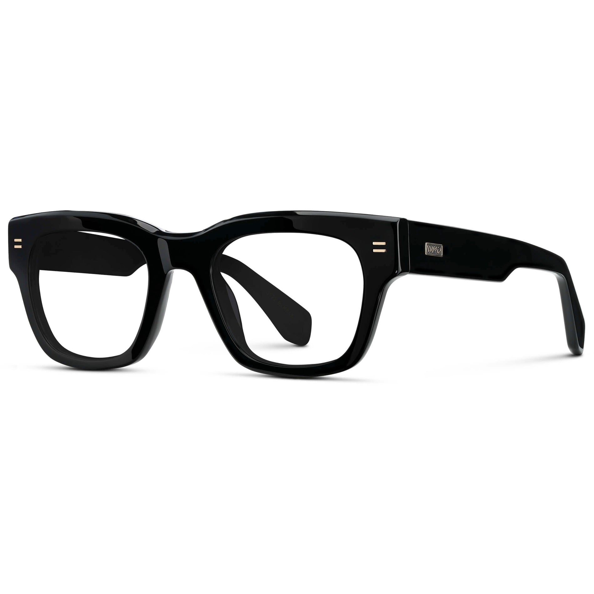 Black || Men's Oversized Rectangular Eyeglasses with Black Acetate Frame and Clear Prescription Lens