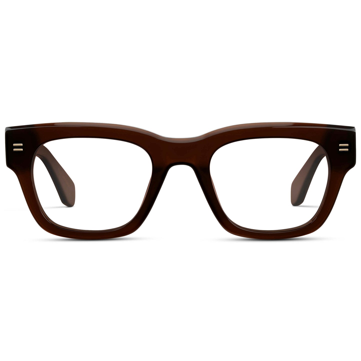 Burnt Cedar Brown || Men's Oversized Rectangular Eyeglasses with Burnt Cedar Brown Acetate Frame and Clear Prescription Lens
