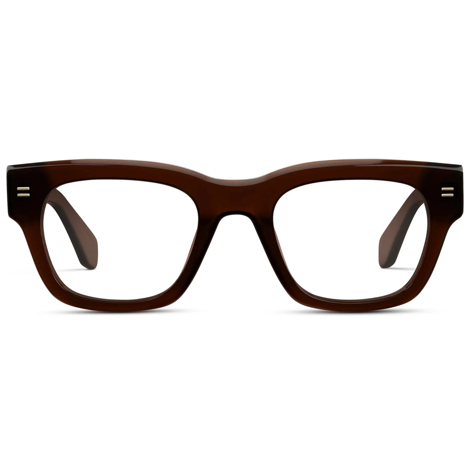 Burnt Cedar Brown || Men's Oversized Rectangular Eyeglasses with Burnt Cedar Brown Acetate Frame and Clear Prescription Lenses on a white background