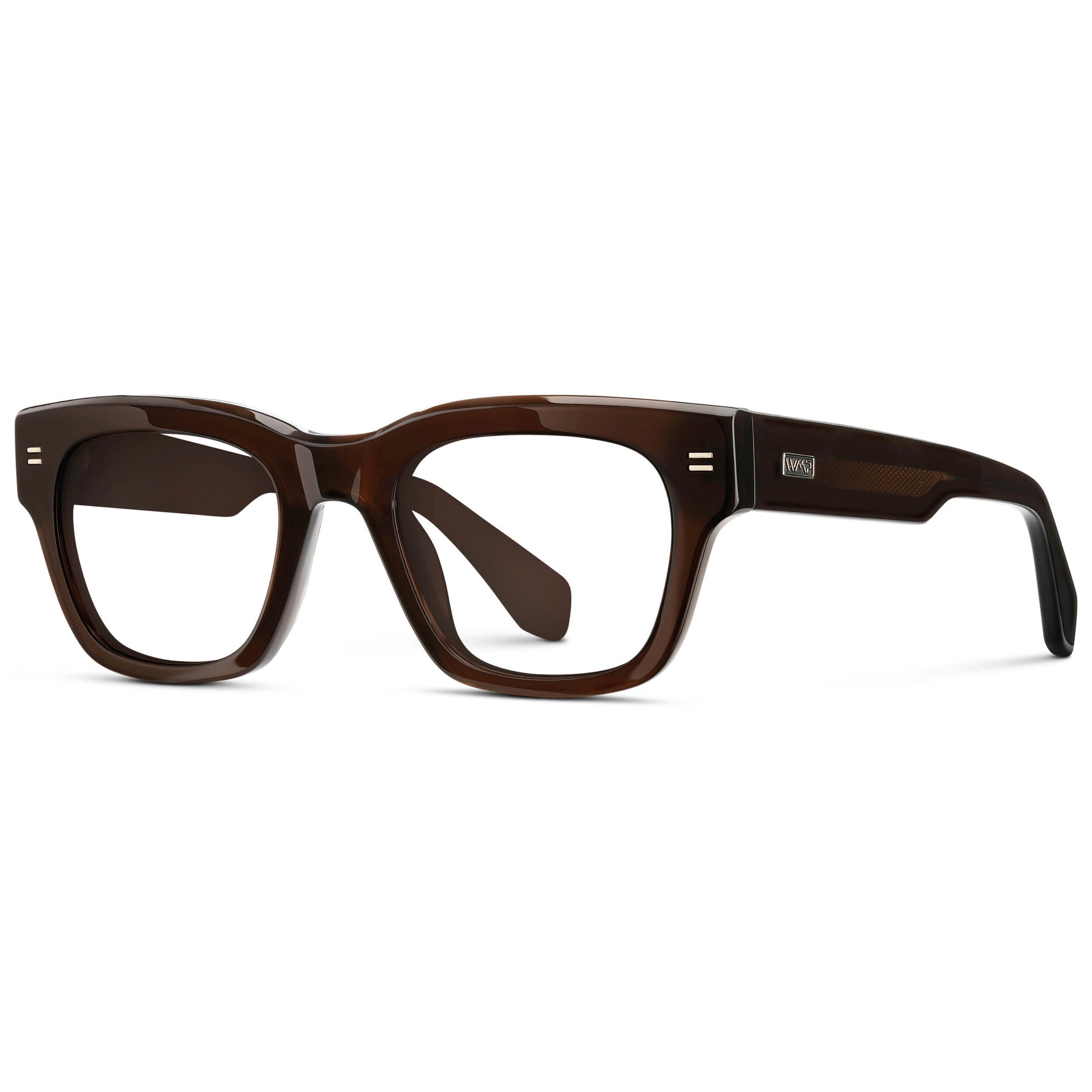 Burnt Cedar Brown || Men's Oversized Rectangular Eyeglasses with Burnt Cedar Brown Acetate Frame and Clear Prescription Lens