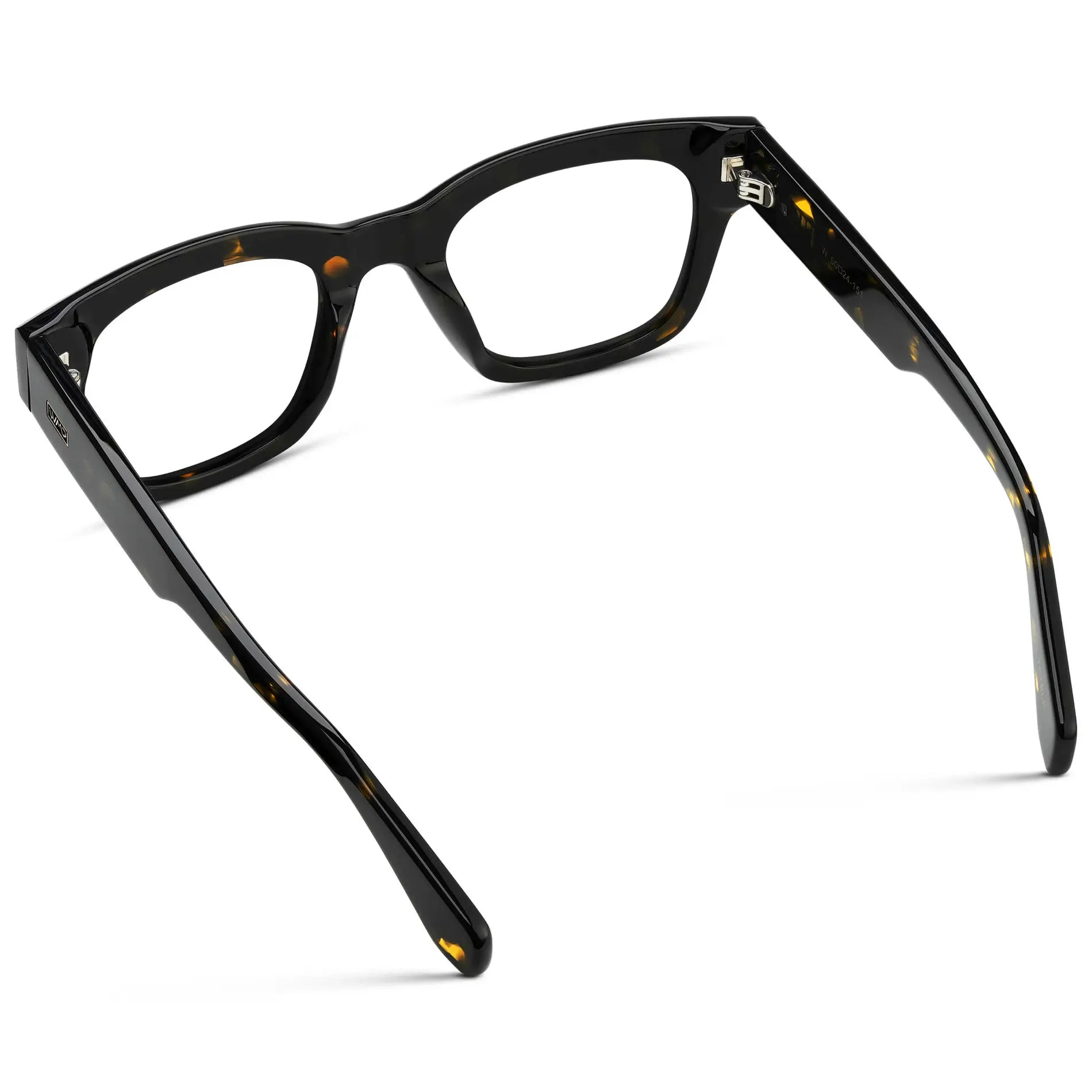 Obsidian Gold Tortoise || Back view of Men's Oversized Rectangular Eyeglasses with Obsidian Gold Tortoise Acetate Frame and Clear Prescription Lenses on a white background