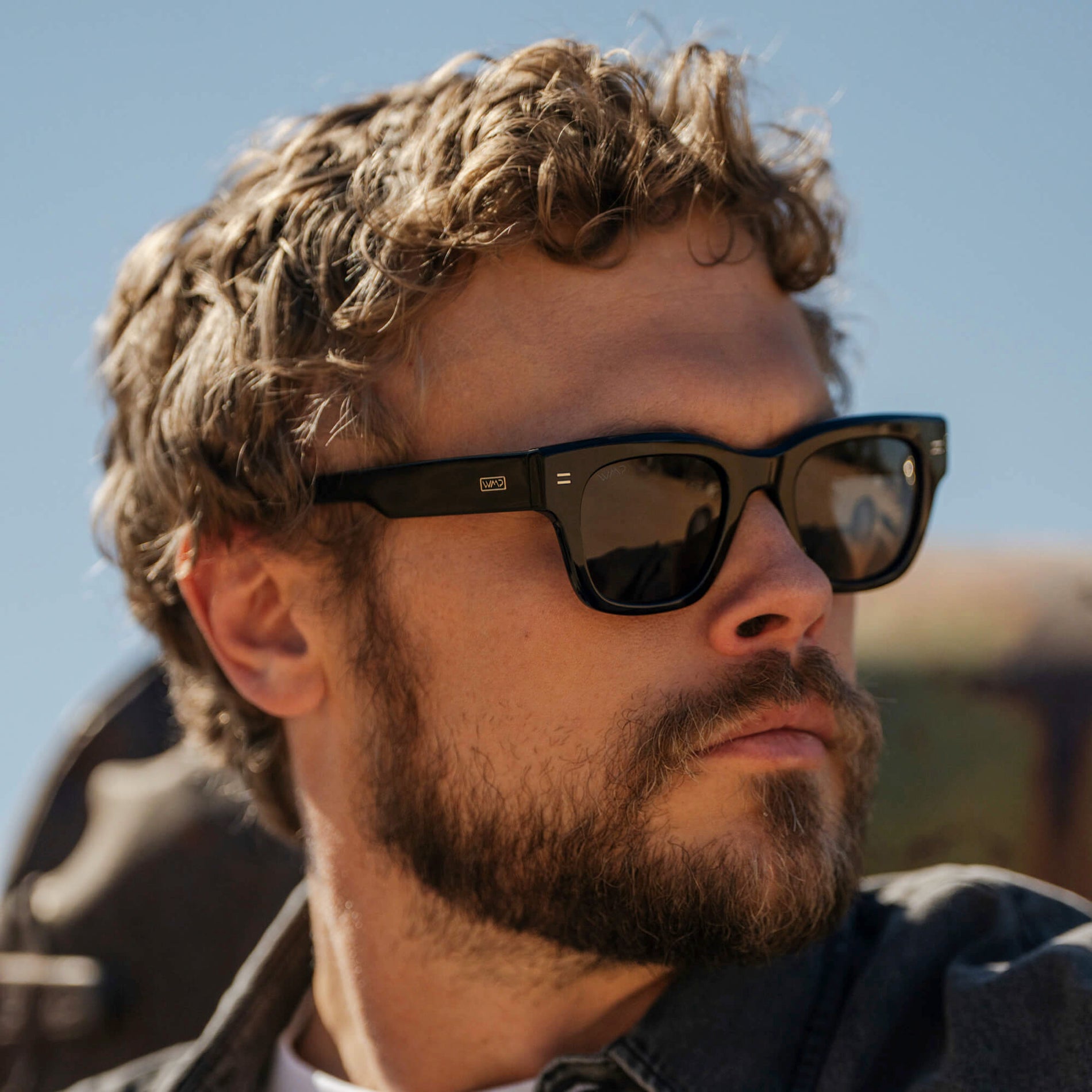 Black / Triple Black Lens || Men's Oversized Rectangular Sunglasses with Black Acetate Frame and Triple Black Polarized Lens