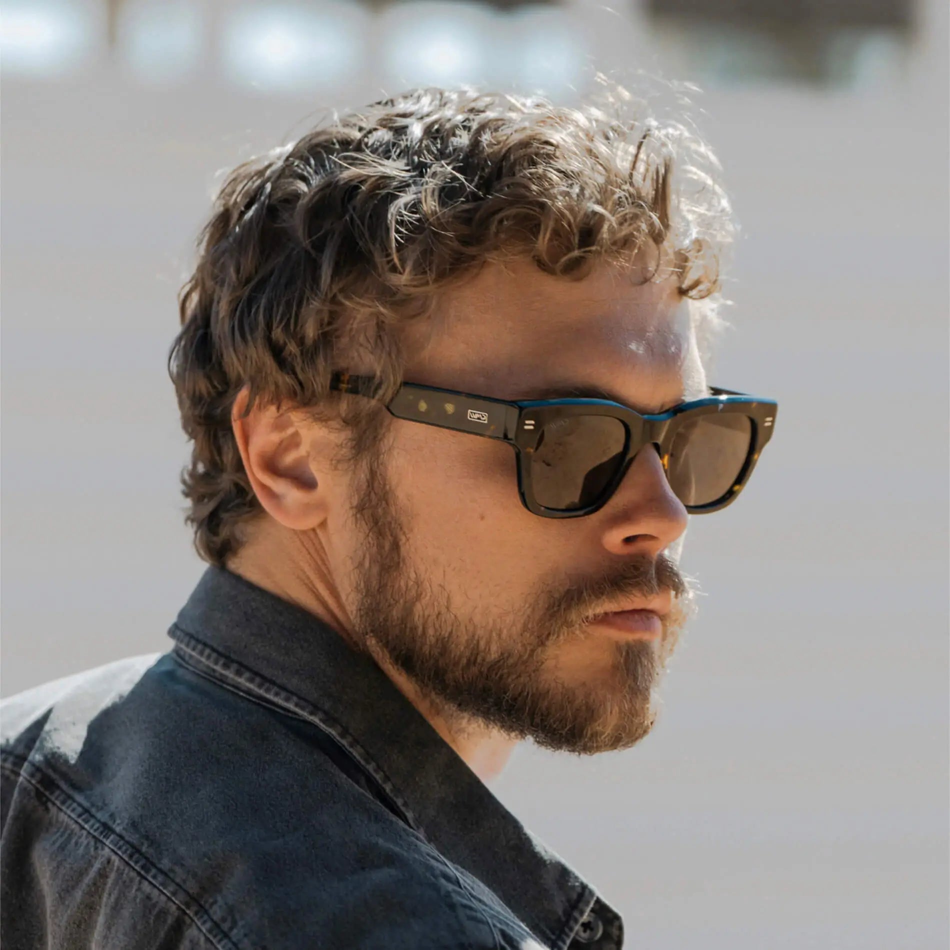 Obsidian Gold Tortoise / Triple Black Lens || Men's Oversized Rectangular Sunglasses with Obsidian Gold Tortoise Acetate Frame and Triple Black Polarized Lens