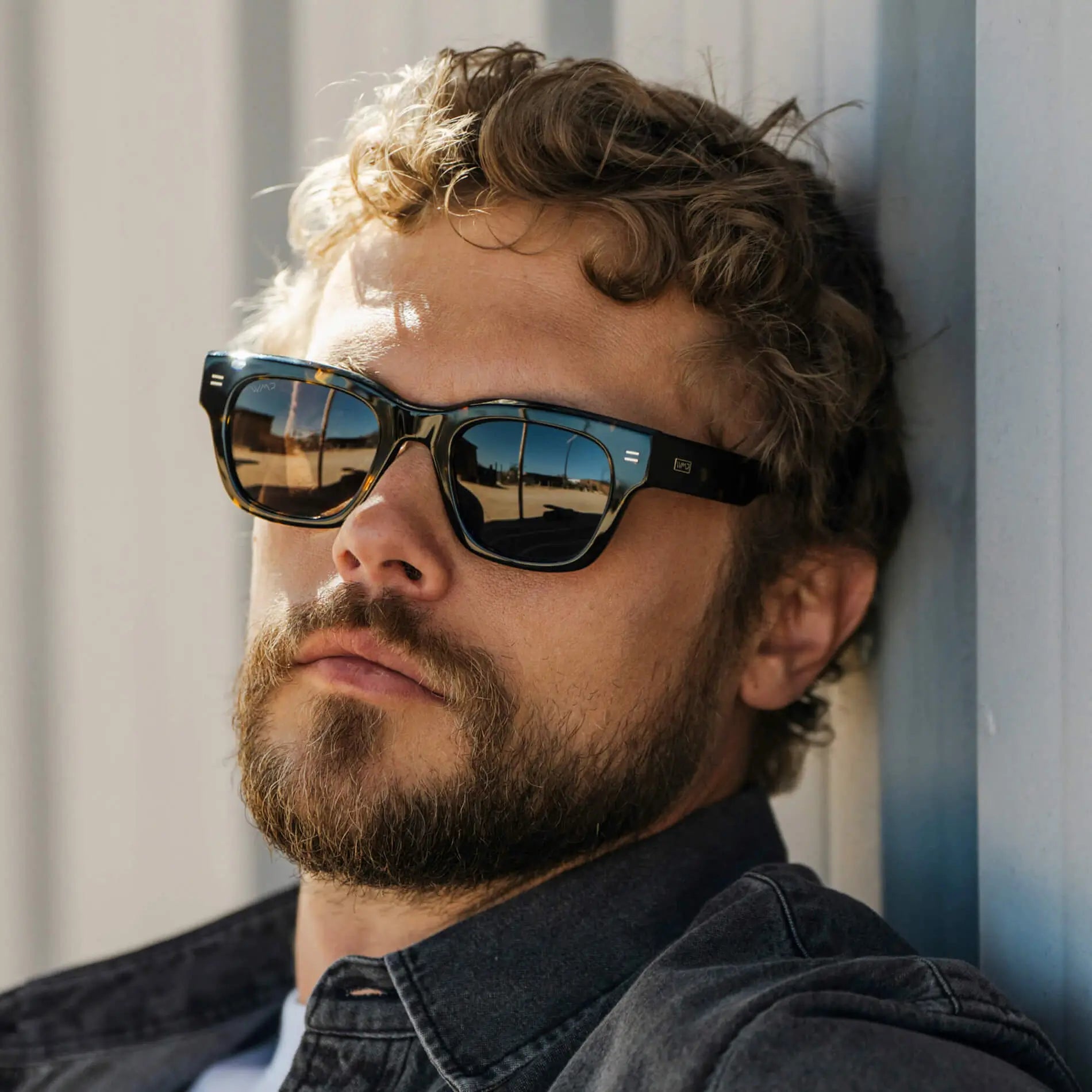 Obsidian Gold Tortoise / Grey || Men's Oversized Rectangular Prescription Sunglasses with Obsidian Gold Tortoise Acetate Frame and Grey Prescription Lens