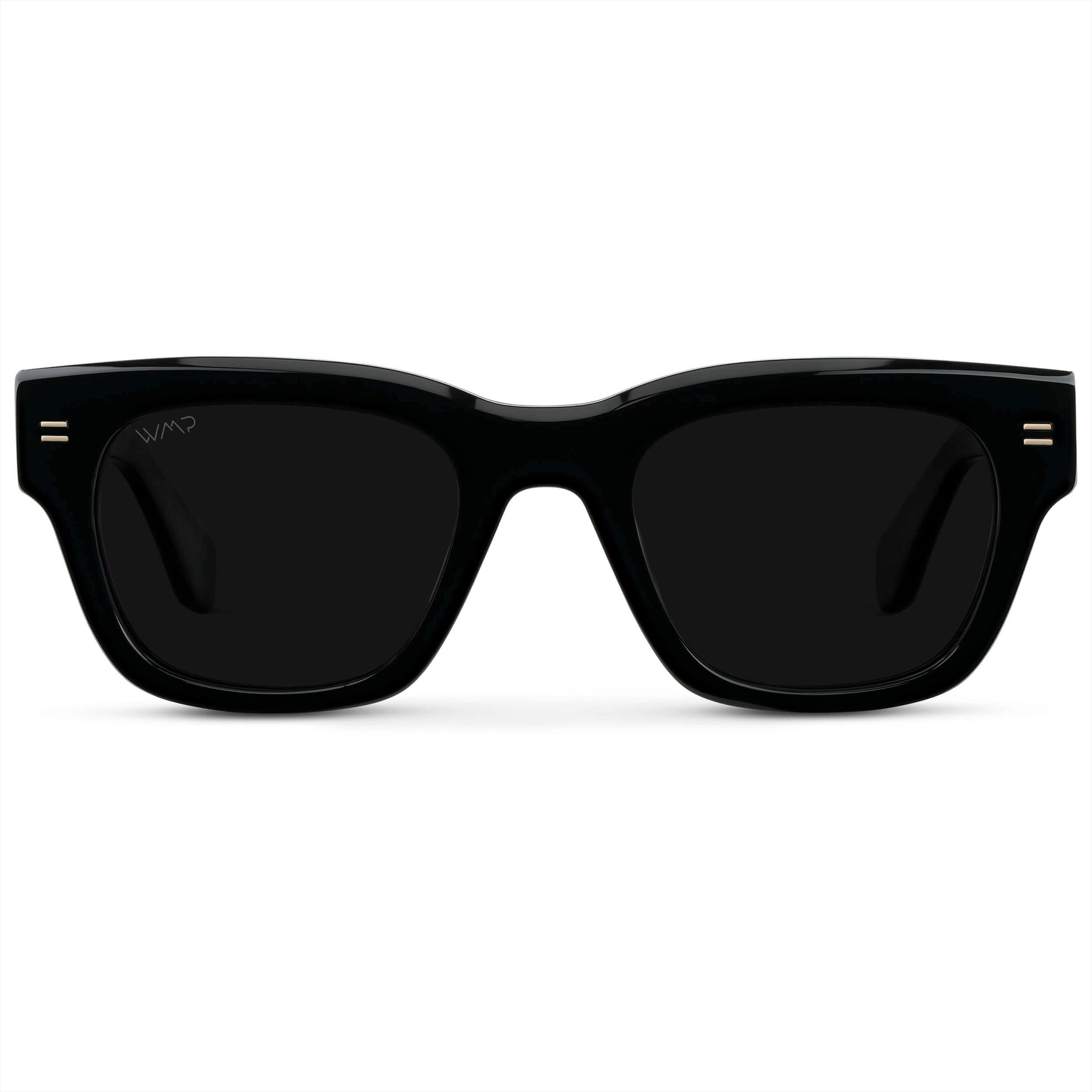 Black / Triple Black Lens || Men's Oversized Rectangular Sunglasses with Black Acetate Frame and Triple Black Polarized Lens