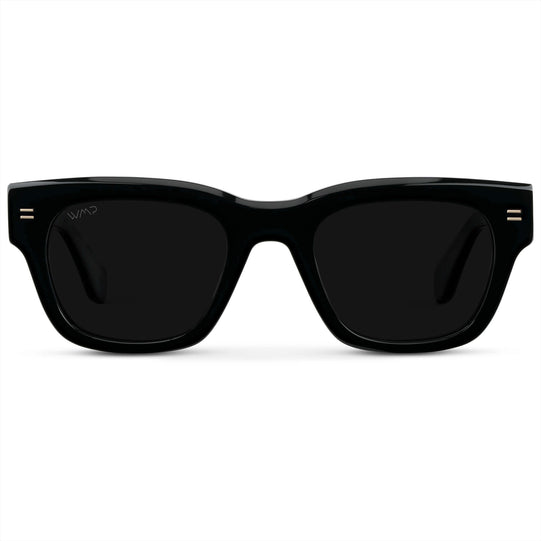 Black / Triple Black Lens || Men's Oversized Rectangular Sunglasses with Black Acetate Frame and Triple Black Polarized Lens