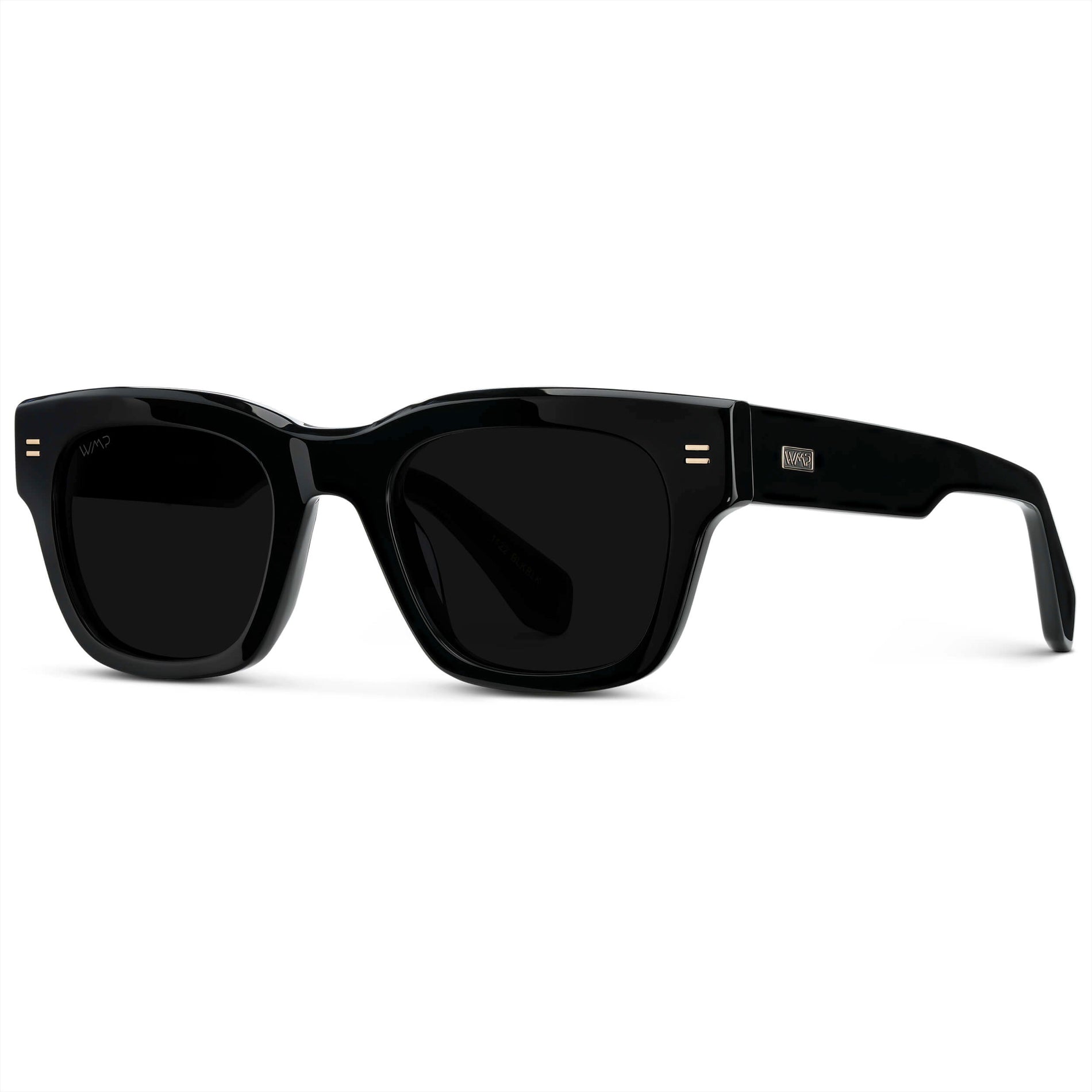 Black / Triple Black Lens || Men's Oversized Rectangular Sunglasses with Black Acetate Frame and Triple Black Polarized Lens