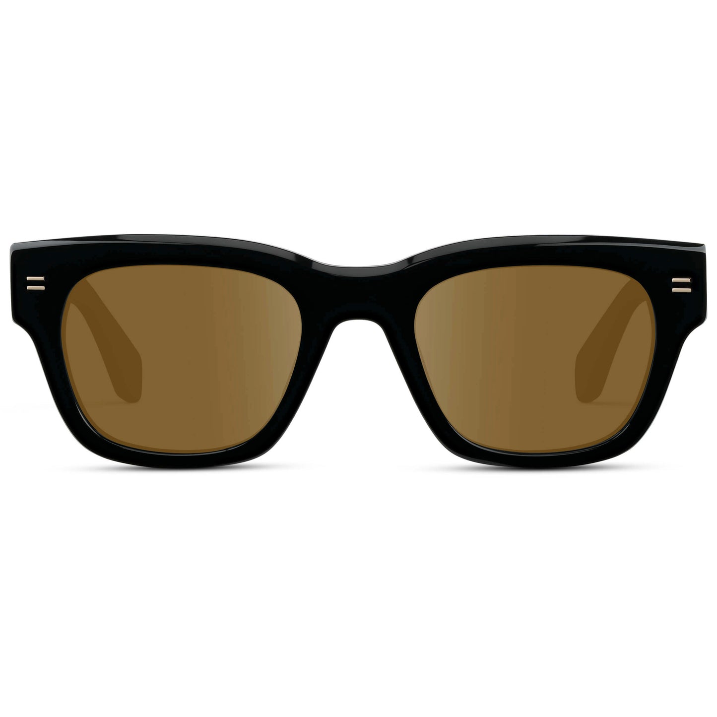 Black / Amber || Men's Oversized Rectangular Prescription Sunglasses with Black Acetate Frame and Brown Prescription Lens