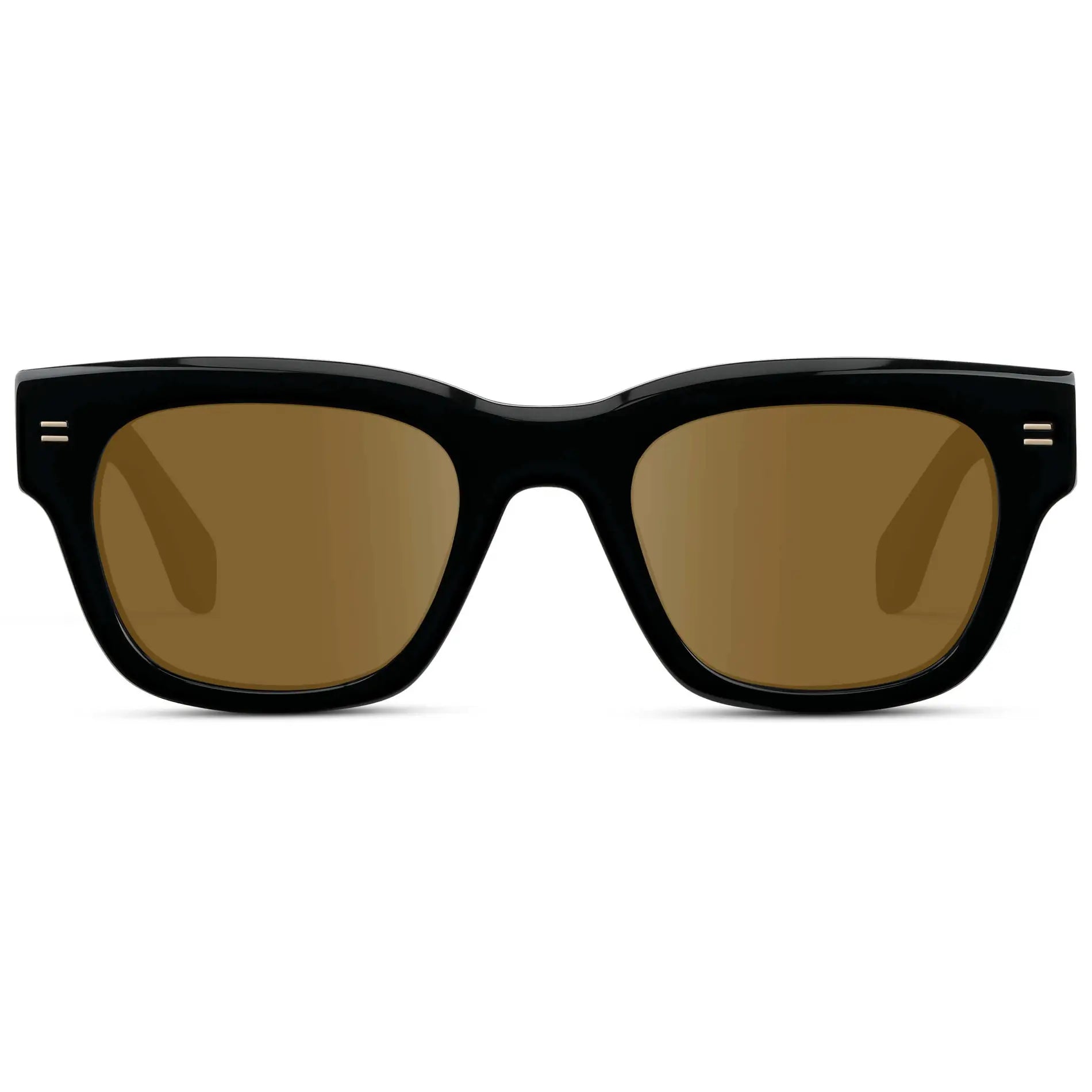 Black / Amber || Men's Oversized Rectangular Prescription Sunglasses with Black Acetate Frame and Brown Prescription Lens