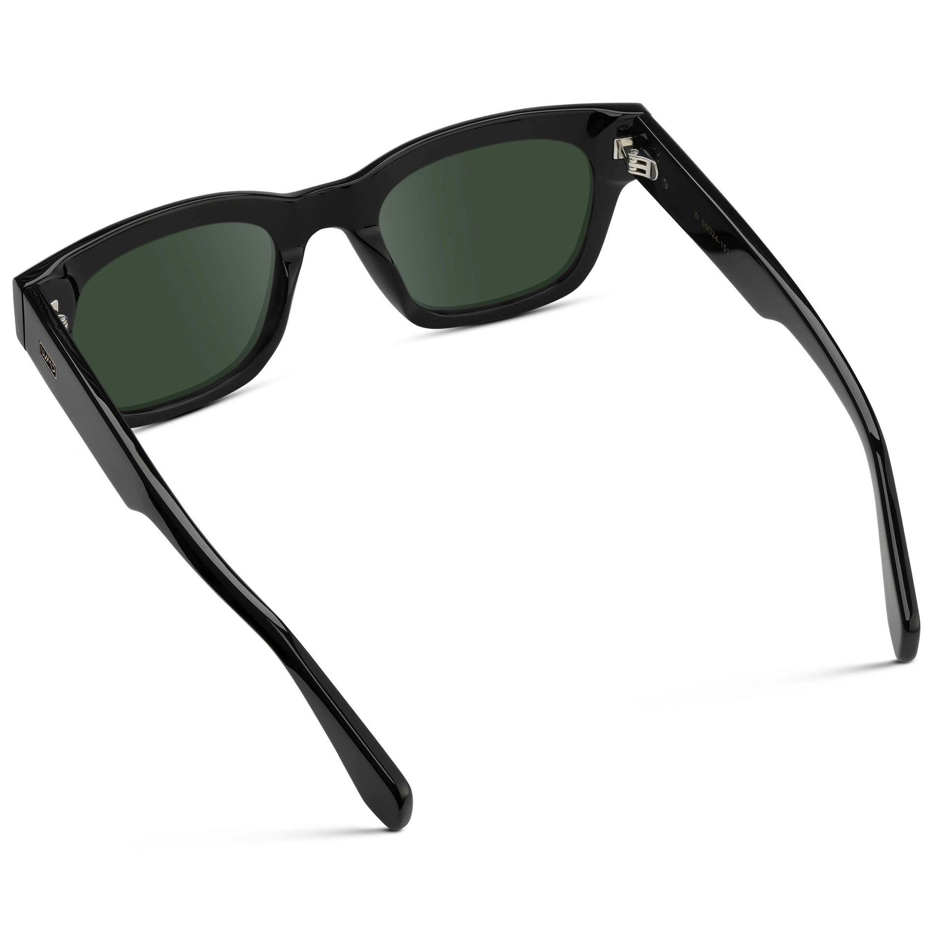 Black / G15 || Men's Oversized Rectangular Prescription Sunglasses with Black Acetate Frame and Green Prescription Lens