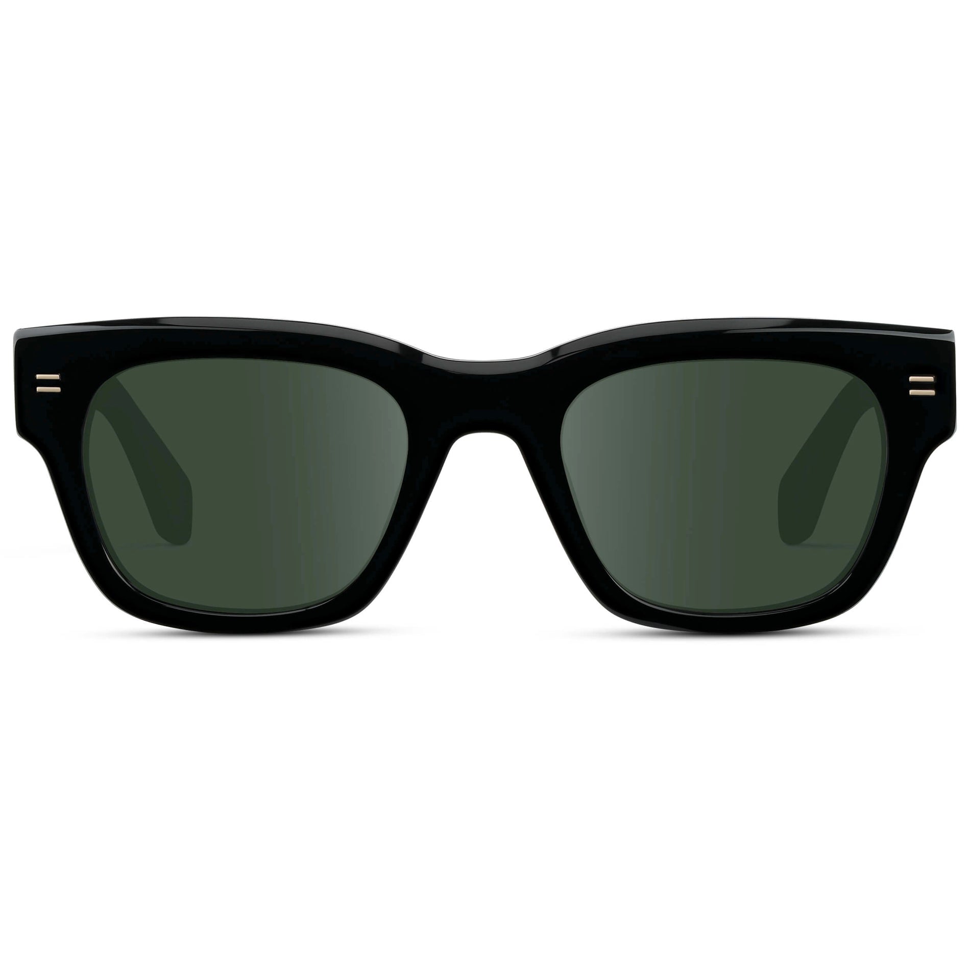 Black / G15 || Men's Oversized Rectangular Prescription Sunglasses with Black Acetate Frame and Green Prescription Lens