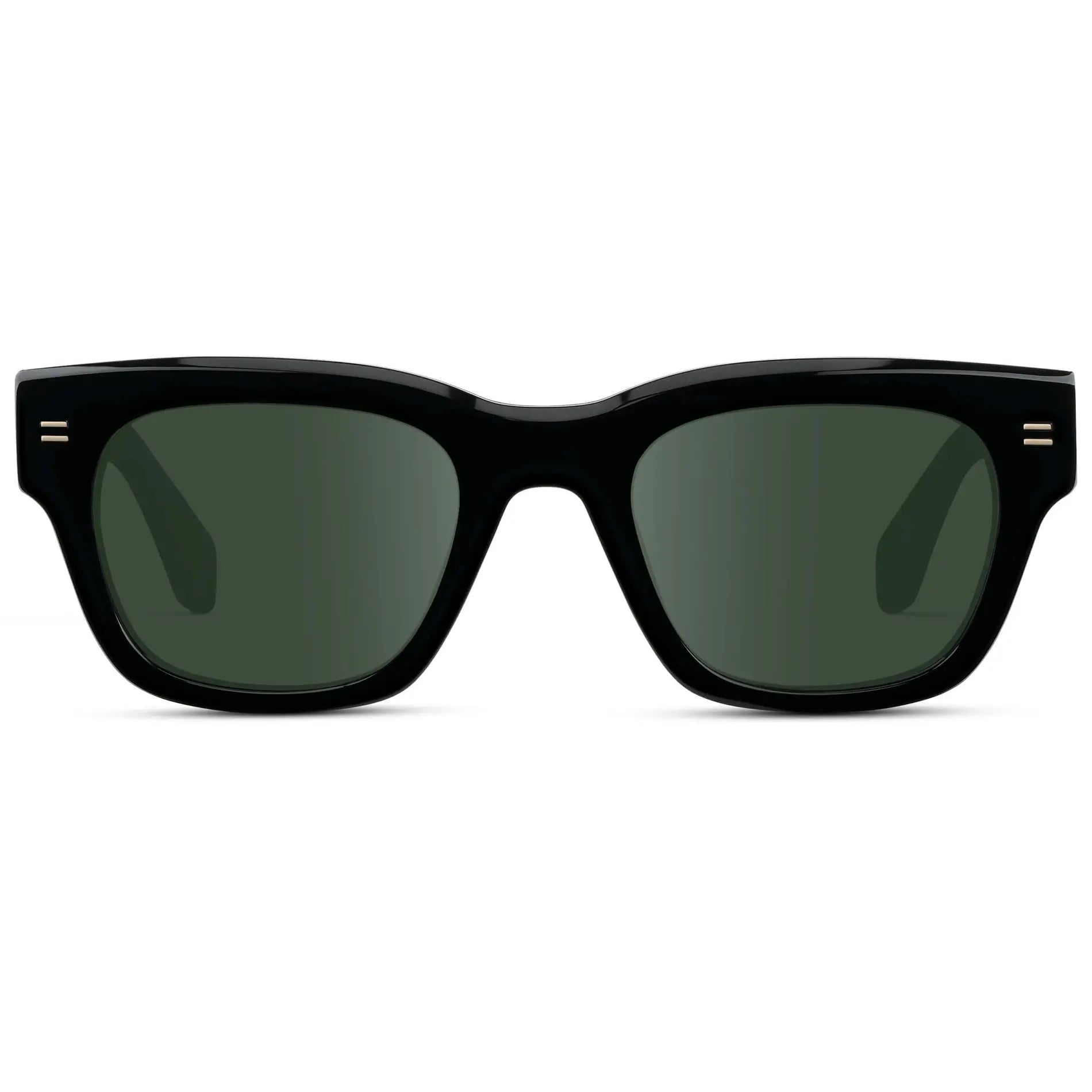 Black / G15 || Men's Oversized Rectangular Prescription Sunglasses with Black Acetate Frame and Green Prescription Lens