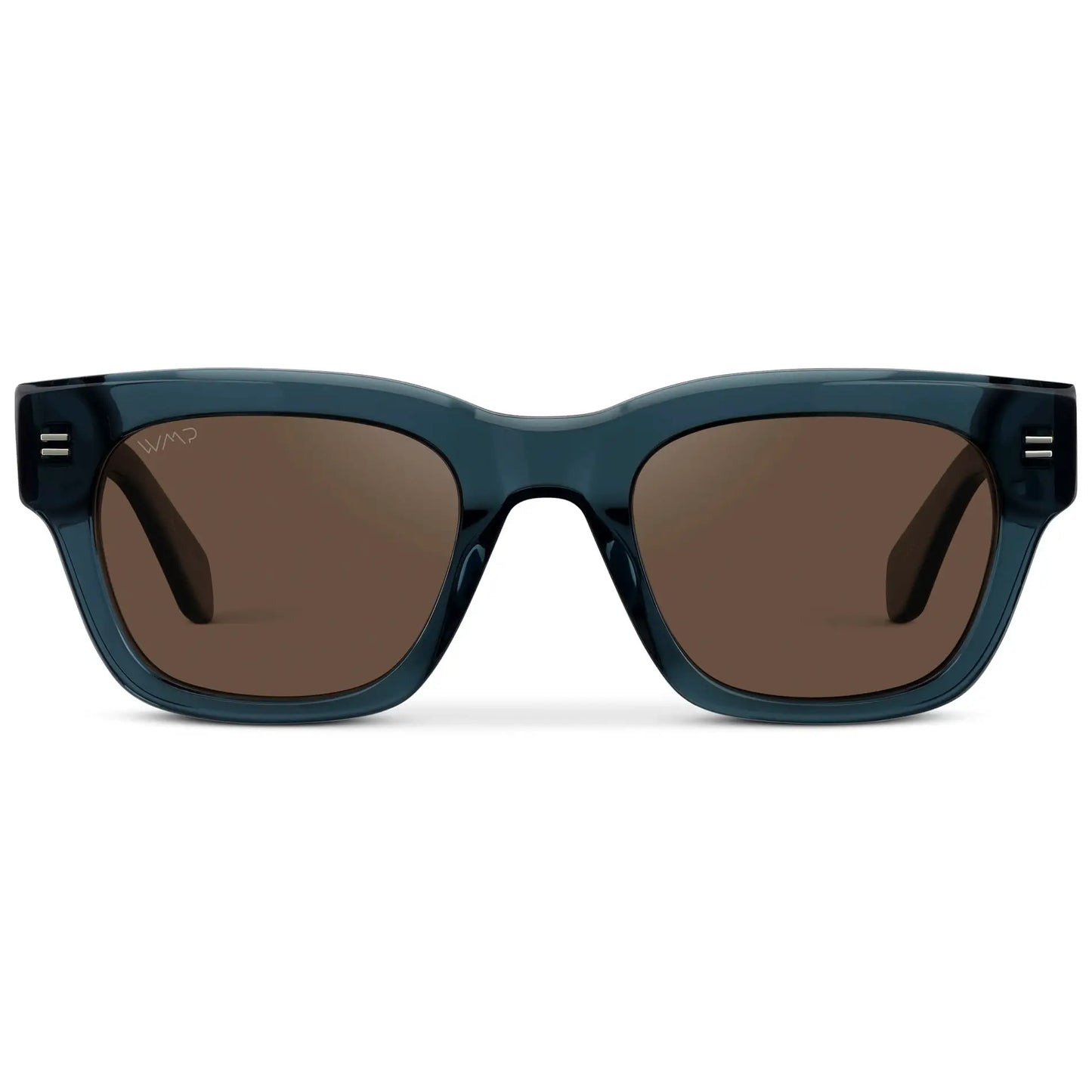 Crystal Steel Blue / Brown Lens || Men's Oversized Rectangular Sunglasses with Crystal Steel Blue Acetate Frame and Brown Polarized Lens