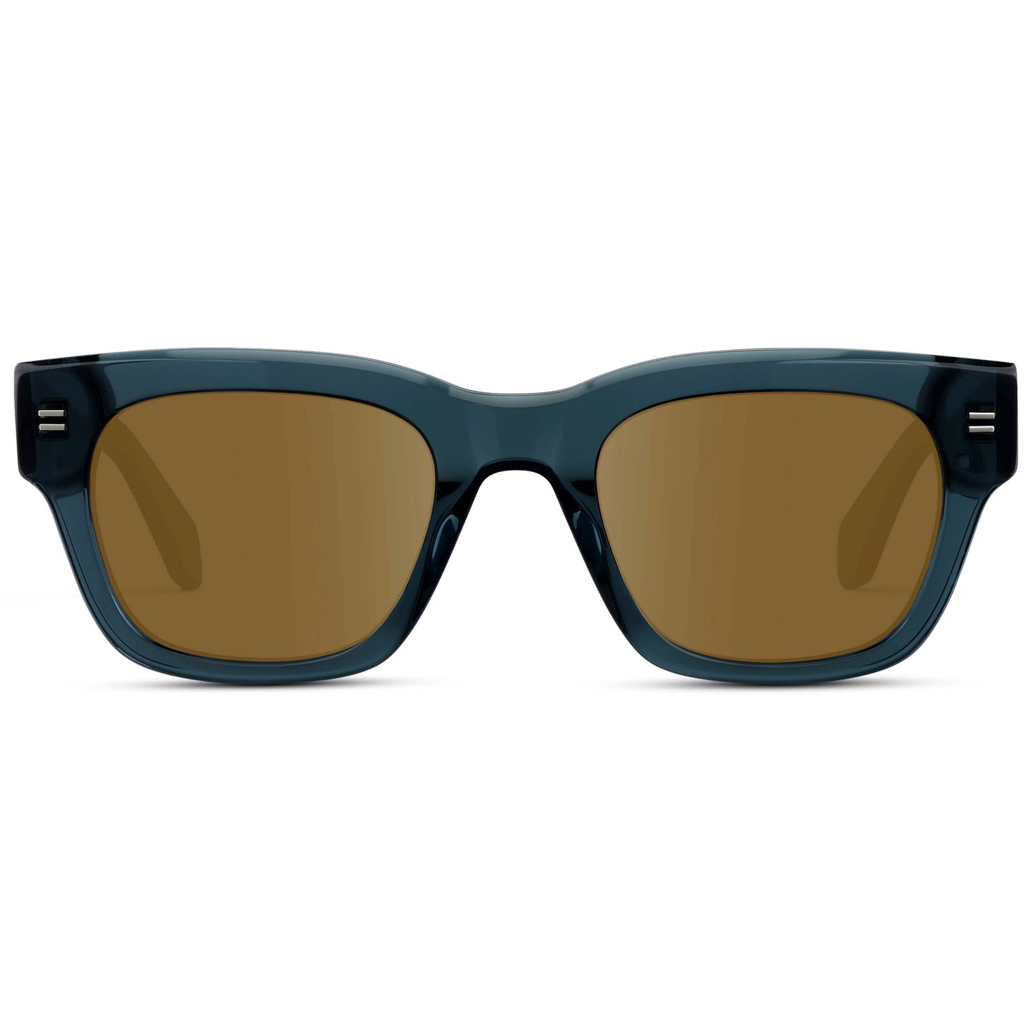 Crystal Steel Blue / Amber || Men's Oversized Rectangular Prescription Sunglasses with Crystal Steel Blue Acetate Frame and Amber Prescription Lens