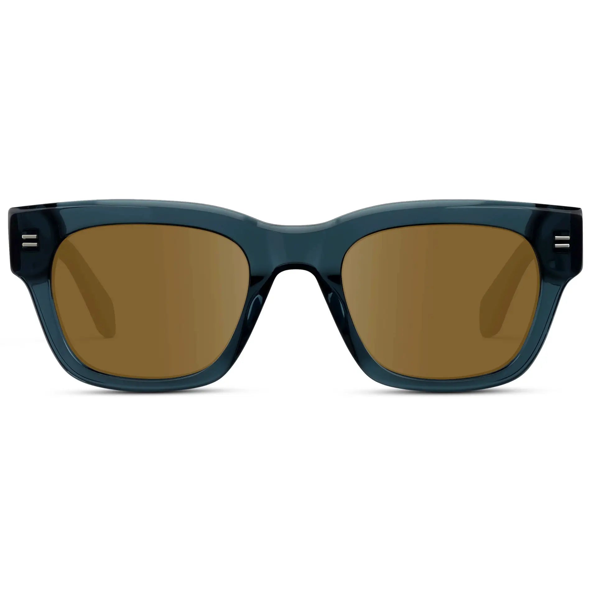 Crystal Steel Blue / Amber || Men's Oversized Rectangular Prescription Sunglasses with Crystal Steel Blue Acetate Frame and Amber Prescription Lens