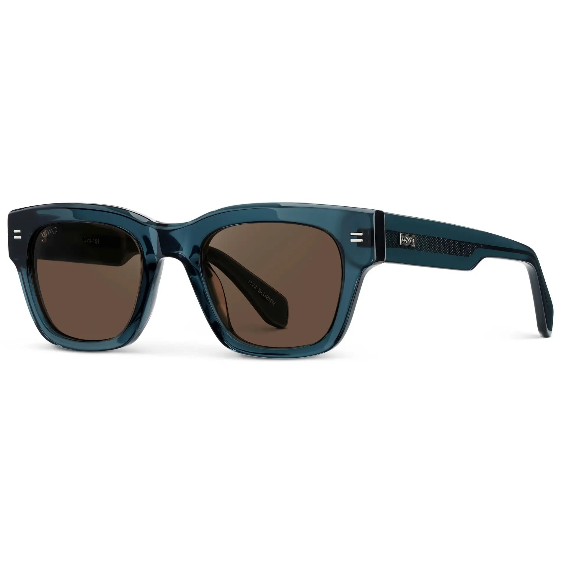 Crystal Steel Blue / Brown Lens || Men's Oversized Rectangular Sunglasses with Crystal Steel Blue Acetate Frame and Brown Polarized Lens