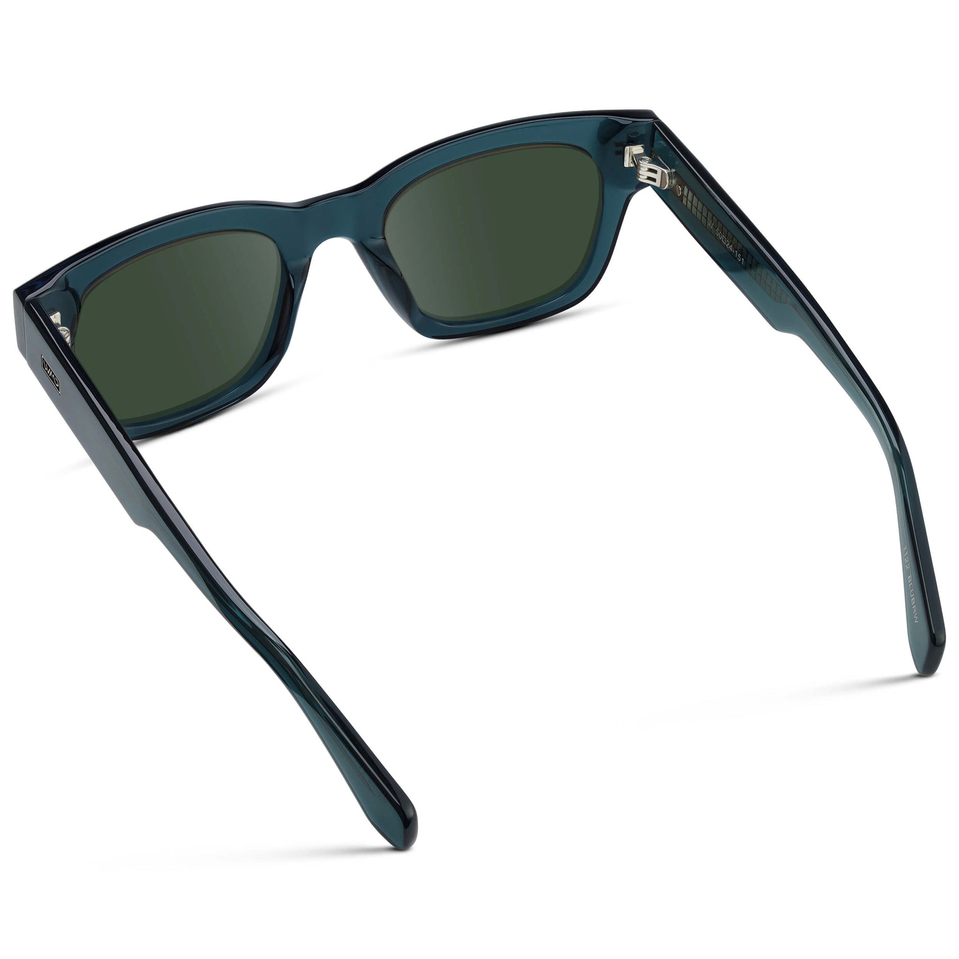 Crystal Steel Blue / G15 || Men's Oversized Rectangular Prescription Sunglasses with Crystal Steel Blue Acetate Frame and Green Prescription Lens