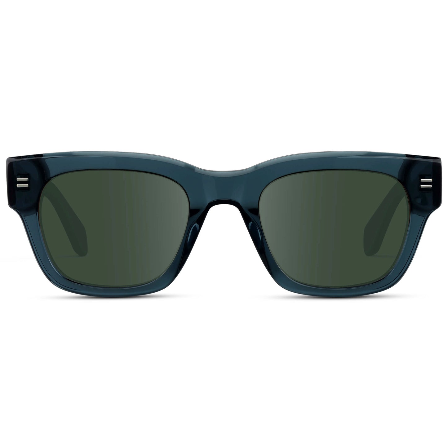 Crystal Steel Blue / G15 || Men's Oversized Rectangular Prescription Sunglasses with Crystal Steel Blue Acetate Frame and Green Prescription Lens
