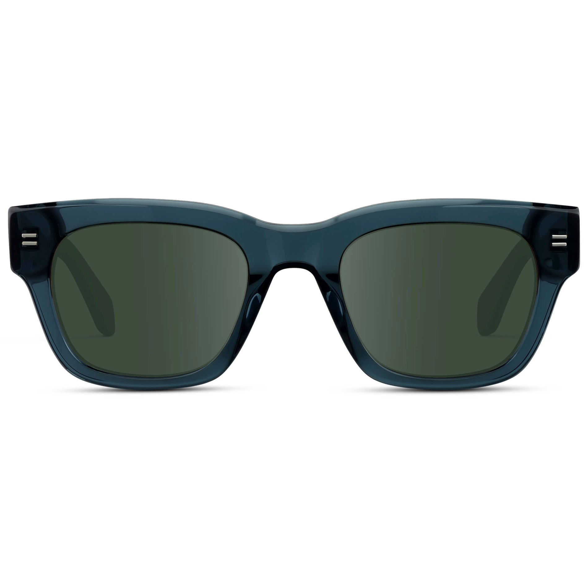 Crystal Steel Blue / G15 || Men's Oversized Rectangular Prescription Sunglasses with Crystal Steel Blue Acetate Frame and Green Prescription Lens