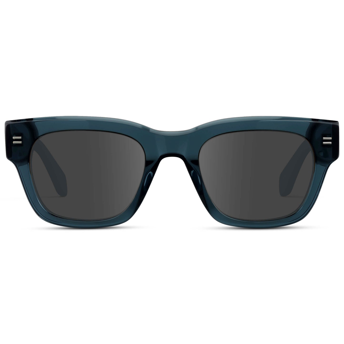 Crystal Steel Blue / Grey || Men's Oversized Rectangular Prescription Sunglasses with Crystal Steel Blue Acetate Frame and Grey Prescription Lens