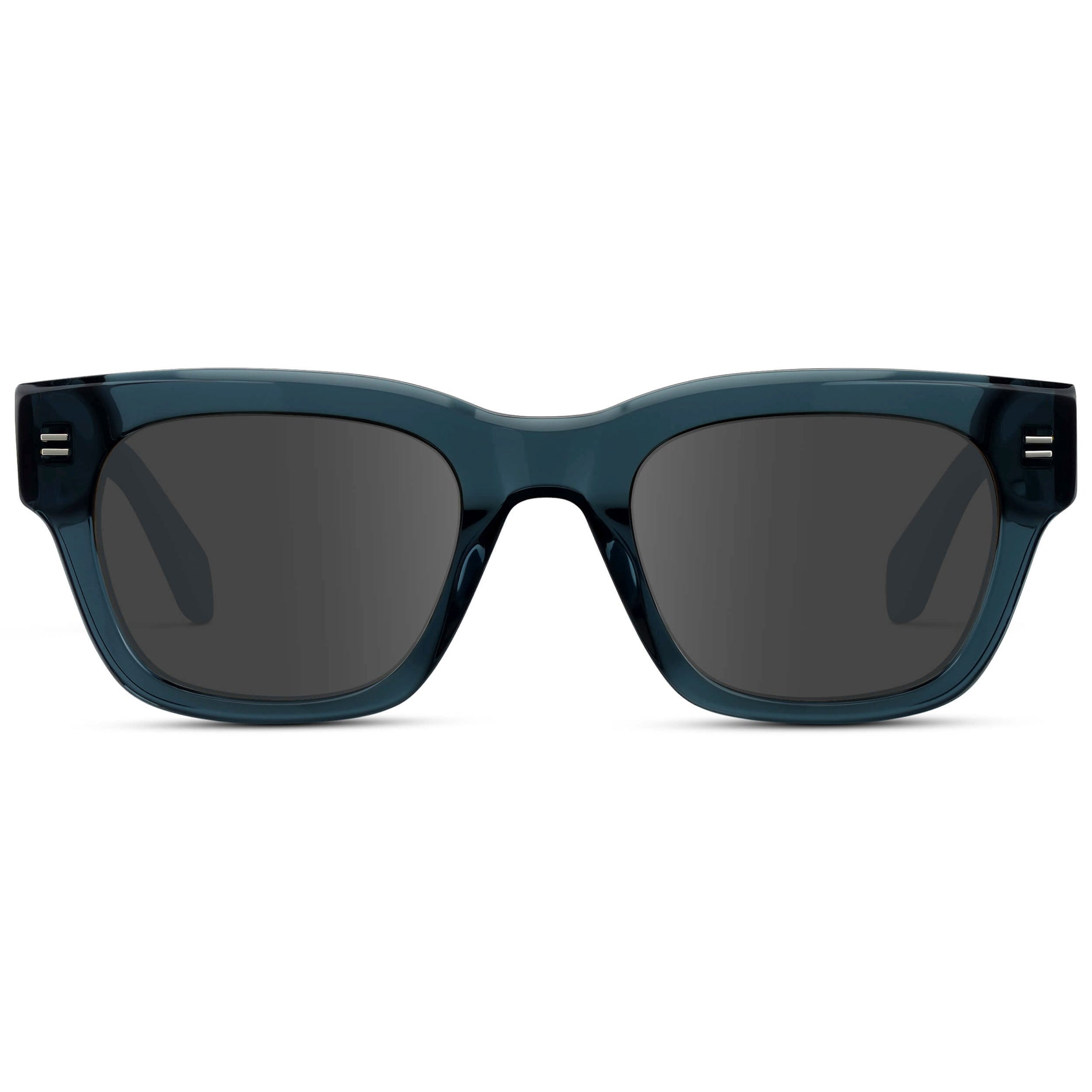 Crystal Steel Blue / Grey || Men's Oversized Rectangular Prescription Sunglasses with Crystal Steel Blue Acetate Frame and Grey Prescription Lens