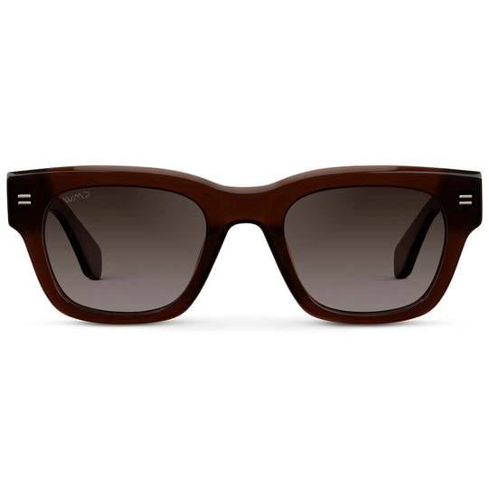 Burnt Cedar Brown / Brown Gradient Lens || Men's Oversized Rectangular Sunglasses with Burnt Cedar Brown Acetate Frame and Brown Gradient Polarized Lens