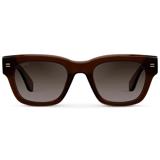 Burnt Cedar Brown / Brown Gradient Lens || Men's Oversized Rectangular Sunglasses with Burnt Cedar Brown Acetate Frame and Brown Gradient Polarized Lens