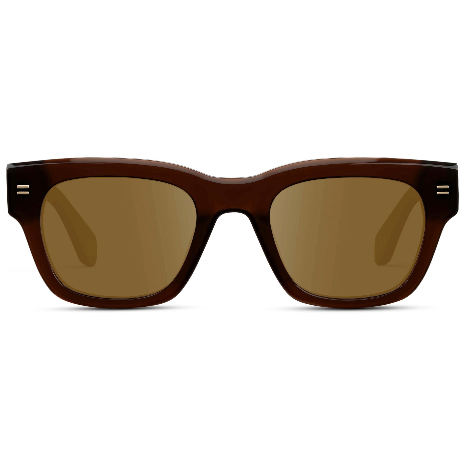 Burnt Cedar Brown / Amber || Men's Oversized Rectangular Prescription Sunglasses with Burnt Cedar Brown Acetate Frame and Amber Prescription Lens