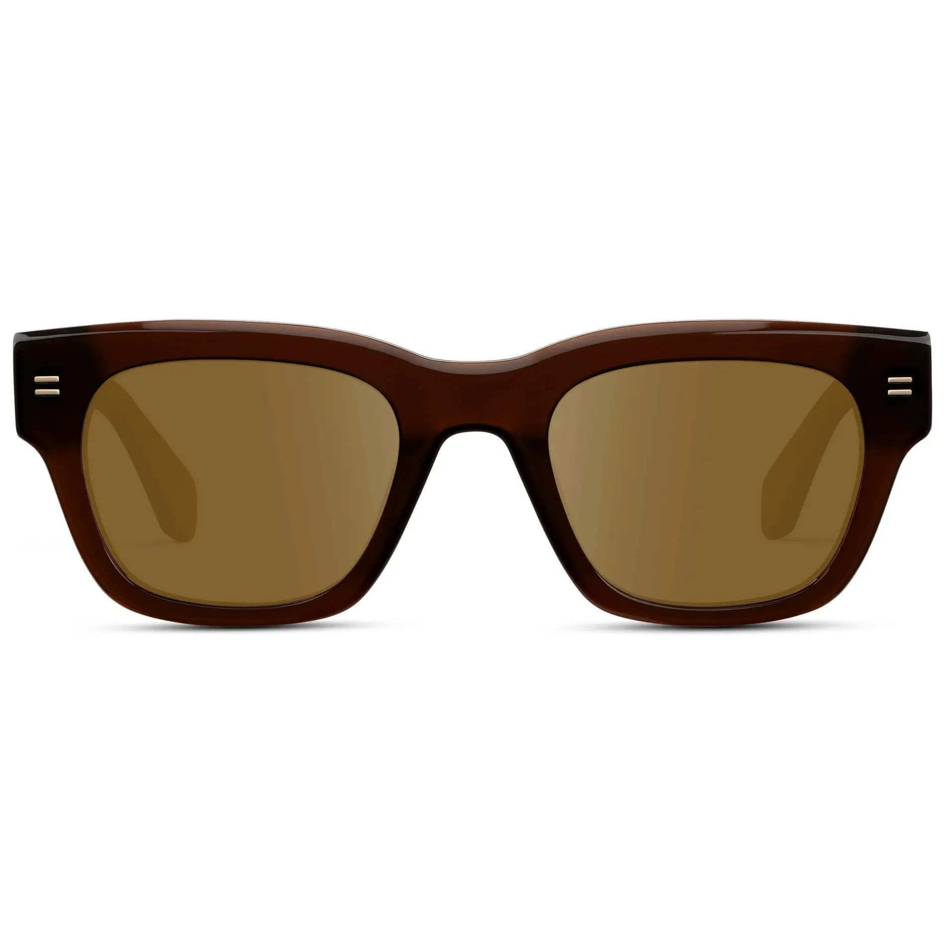 Burnt Cedar Brown / Amber || Men's Oversized Rectangular Prescription Sunglasses with Burnt Cedar Brown Acetate Frame and Amber Prescription Lens