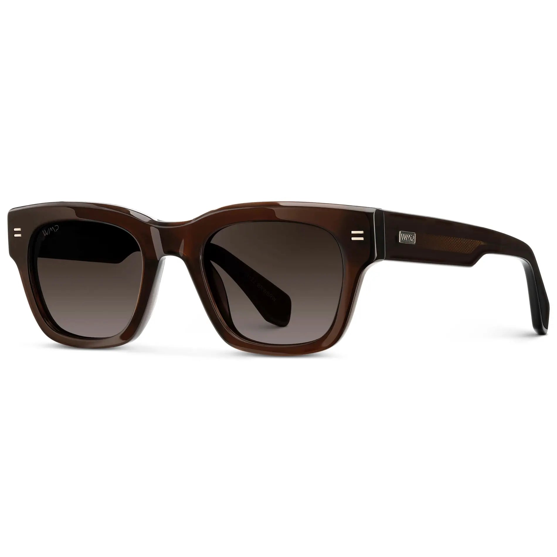 Burnt Cedar Brown / Brown Gradient Lens || Men's Oversized Rectangular Sunglasses with Burnt Cedar Brown Acetate Frame and Brown Gradient Polarized Lens