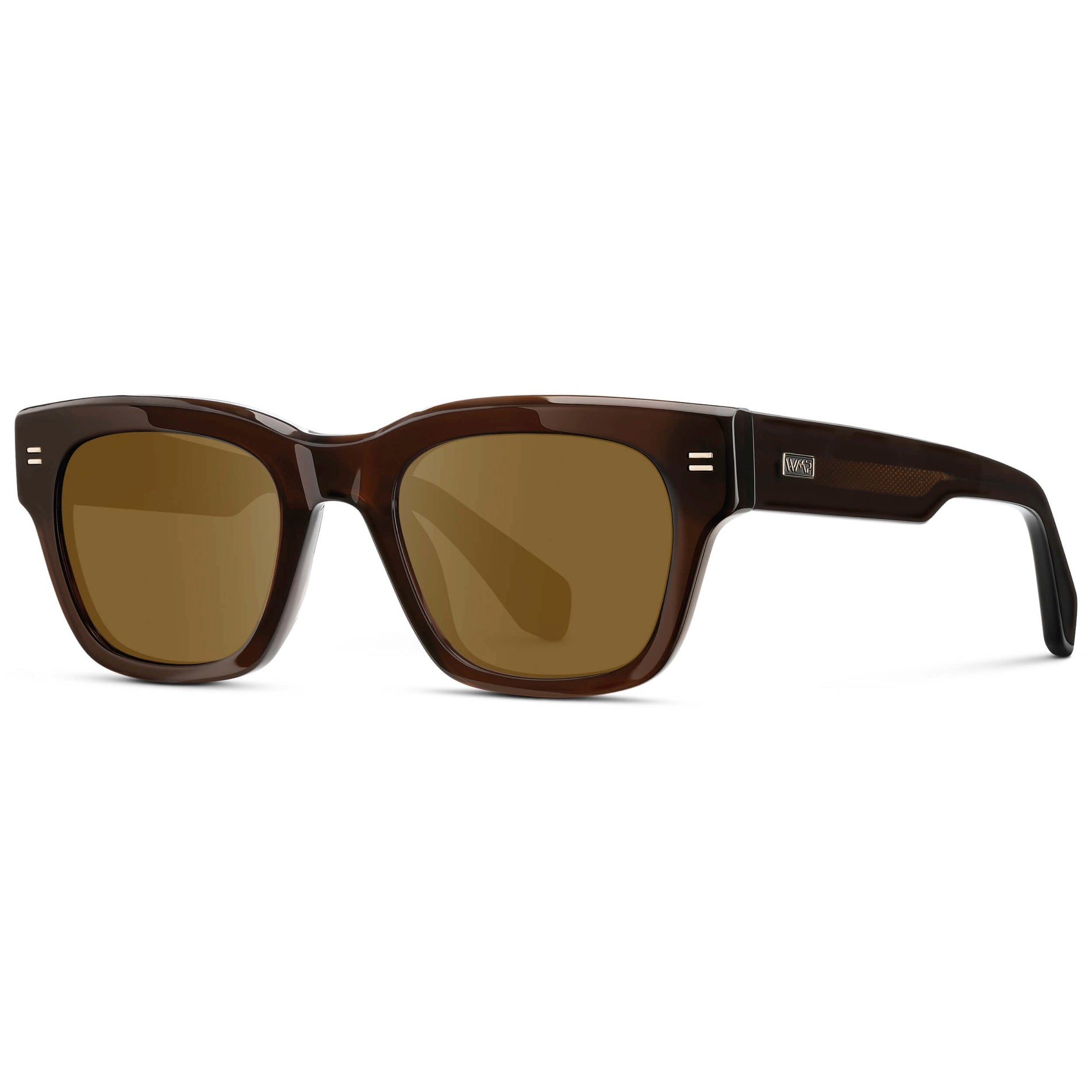 Burnt Cedar Brown / Amber || Men's Oversized Rectangular Prescription Sunglasses with Burnt Cedar Brown Acetate Frame and Amber Prescription Lens