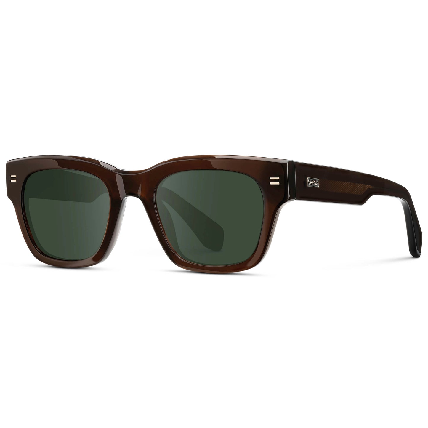 Burnt Cedar Brown / G15 || Men's Oversized Rectangular Prescription Sunglasses with Burnt Cedar Brown Acetate Frame and Green Prescription Lens