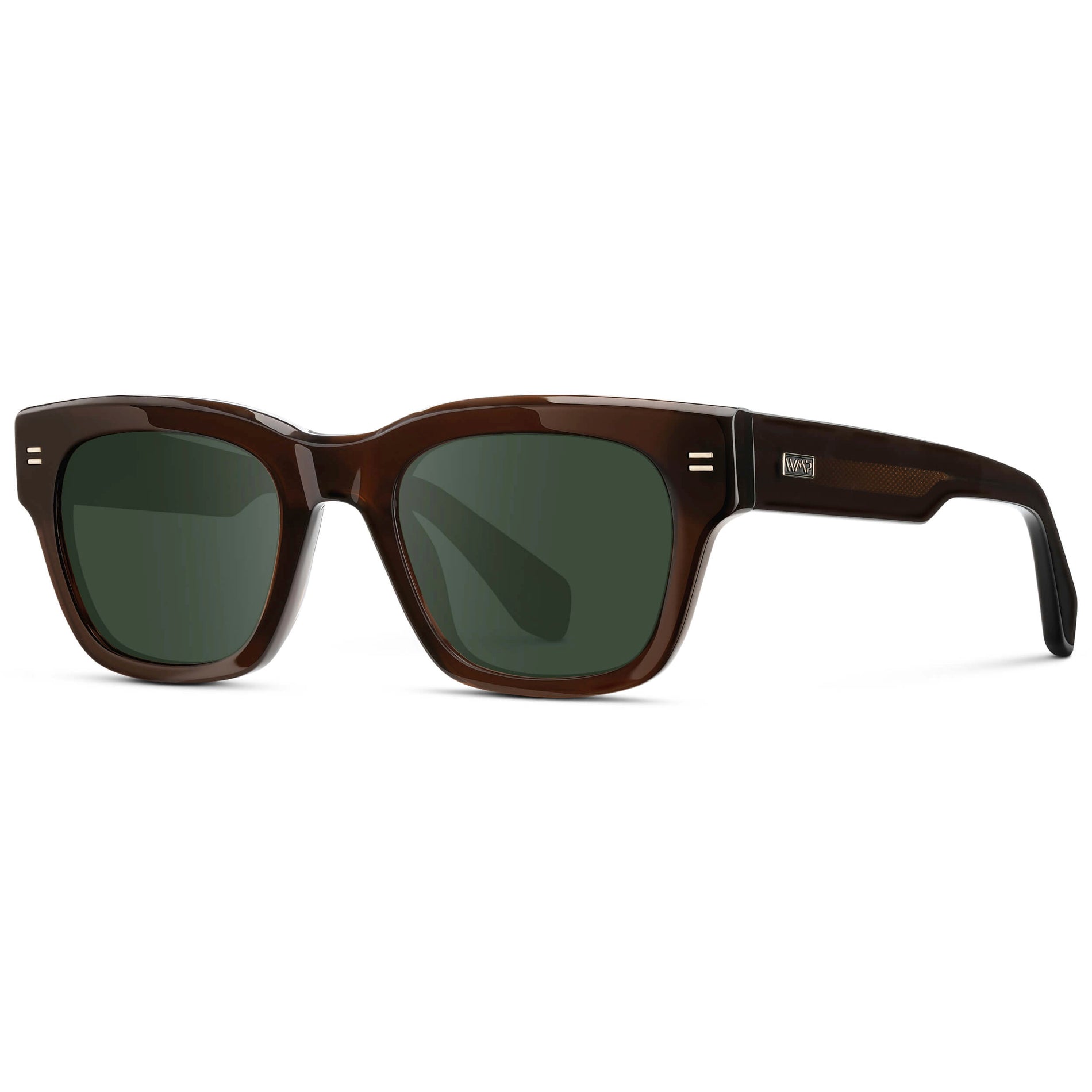 Burnt Cedar Brown / G15 || Men's Oversized Rectangular Prescription Sunglasses with Burnt Cedar Brown Acetate Frame and Green Prescription Lens