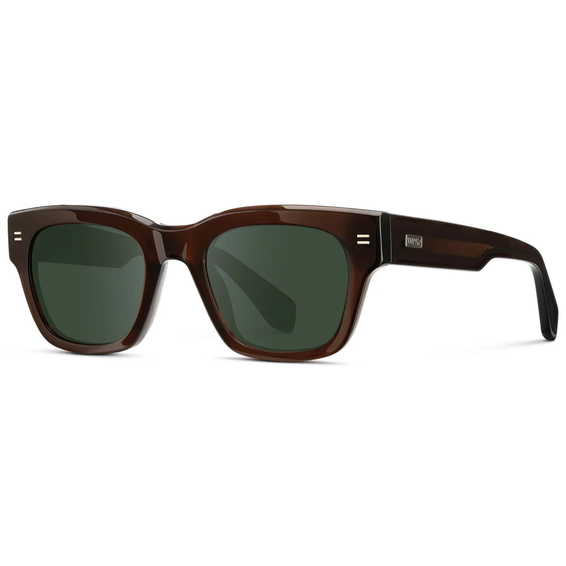 Burnt Cedar Brown / G15 || Men's Oversized Rectangular Prescription Sunglasses with Burnt Cedar Brown Acetate Frame and Green Prescription Lens