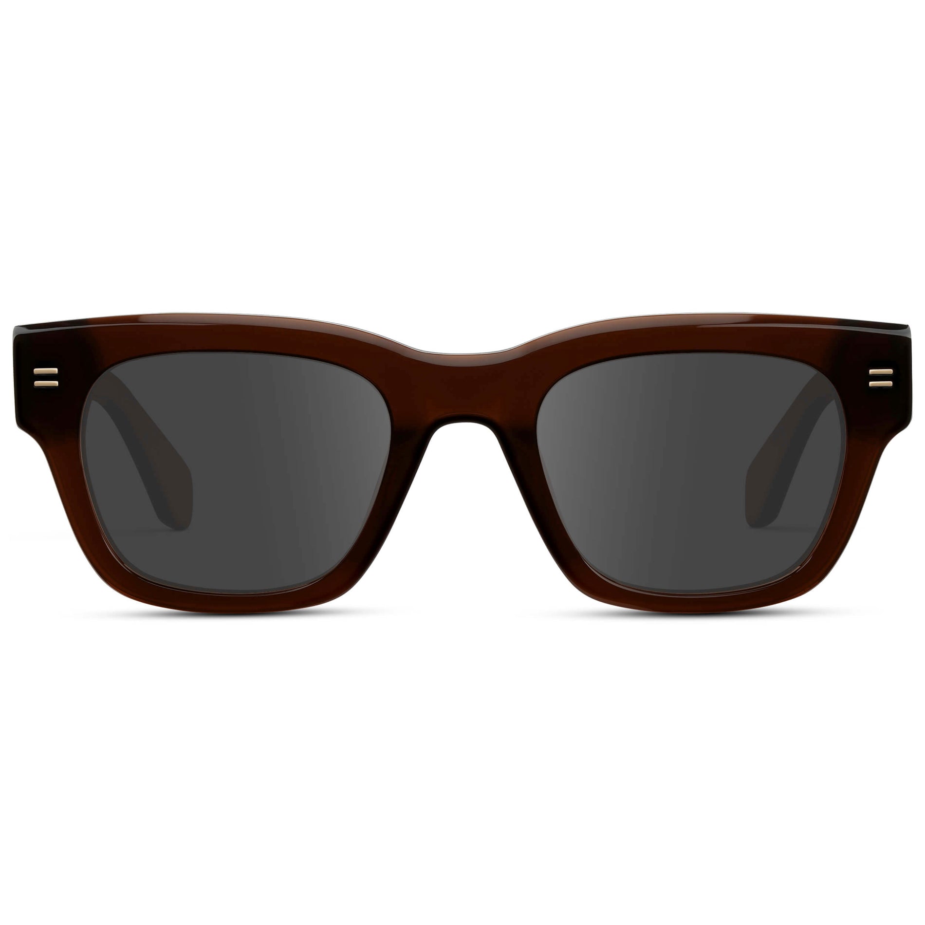 Burnt Cedar Brown / Grey || Men's Oversized Rectangular Prescription Sunglasses with Burnt Cedar Brown Acetate Frame and Grey Prescription Lens