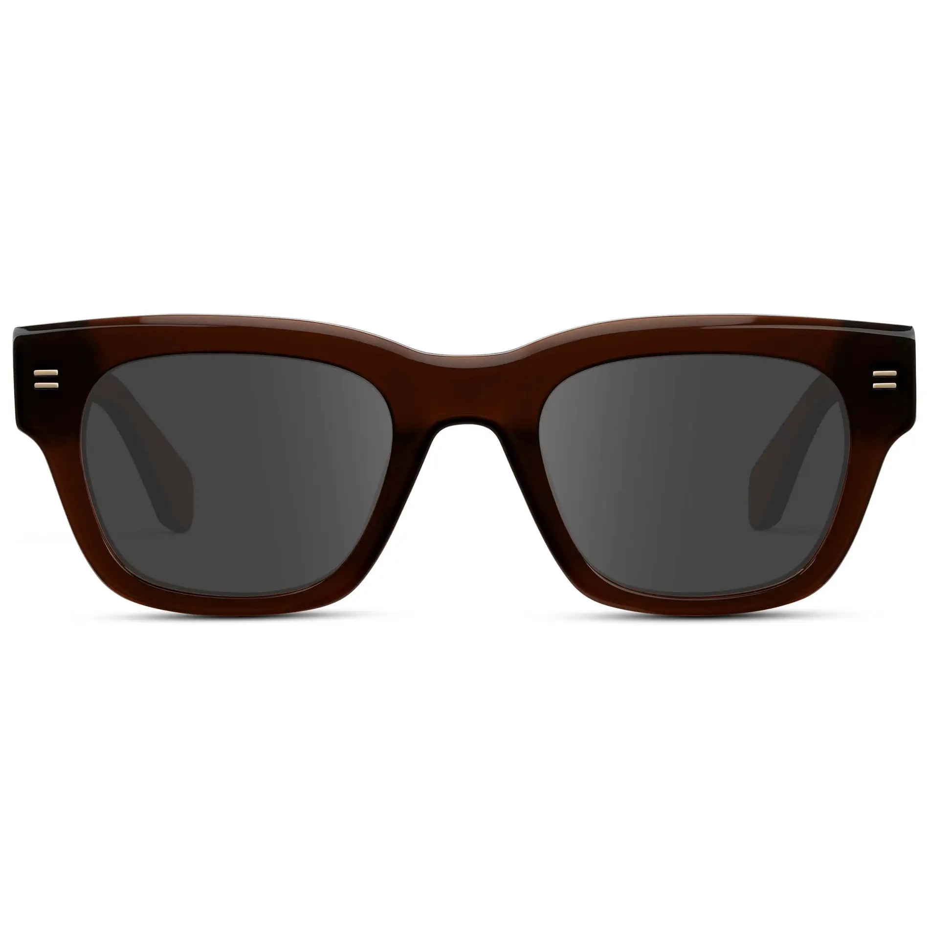 Burnt Cedar Brown / Grey || Men's Oversized Rectangular Prescription Sunglasses with Burnt Cedar Brown Acetate Frame and Grey Prescription Lens