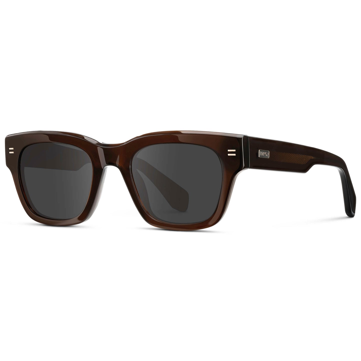 Burnt Cedar Brown / Grey || Men's Oversized Rectangular Prescription Sunglasses with Burnt Cedar Brown Acetate Frame and Grey Prescription Lens