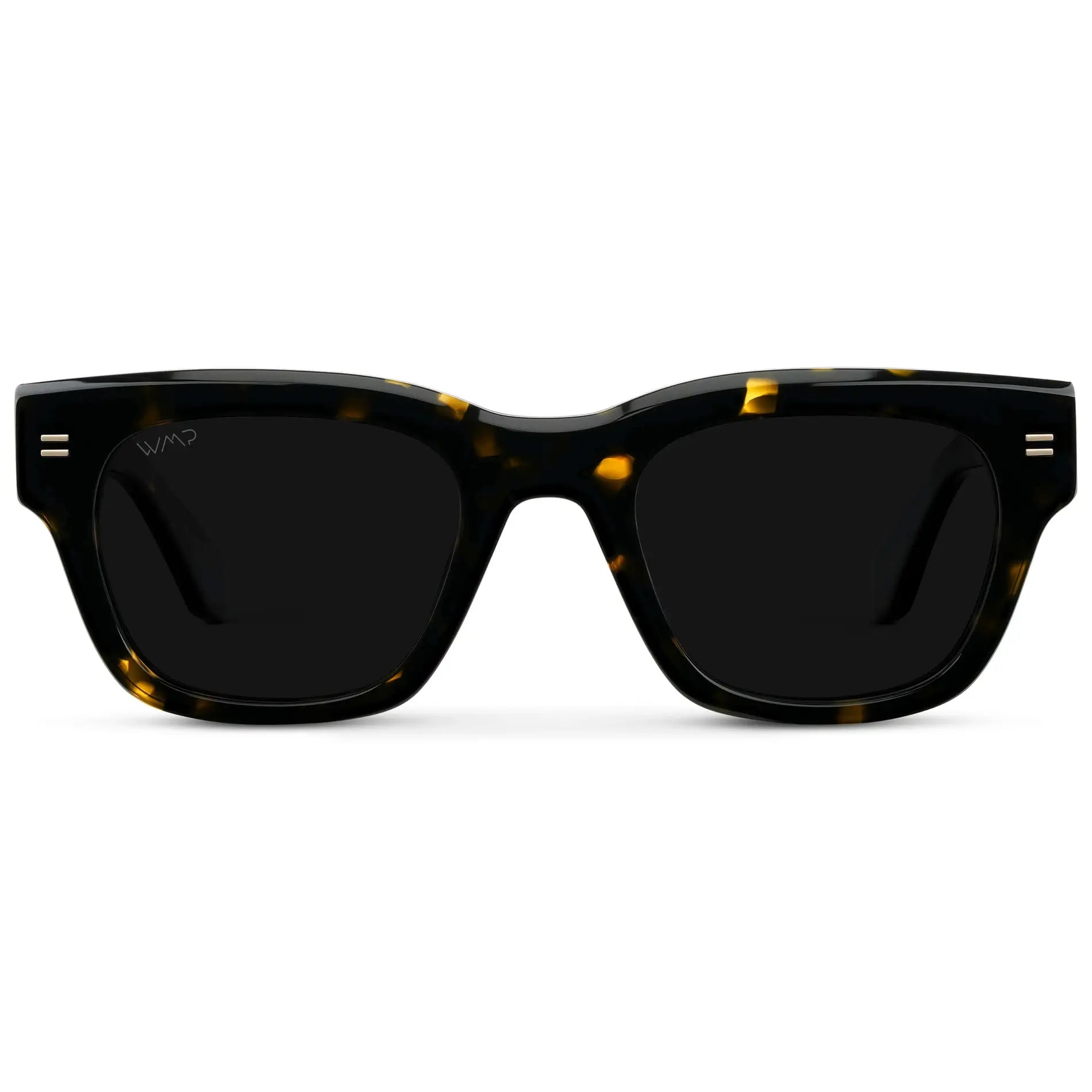 Obsidian Gold Tortoise / Triple Black Lens || Men's Oversized Rectangular Sunglasses with Obsidian Gold Tortoise Acetate Frame and Triple Black Polarized Lens