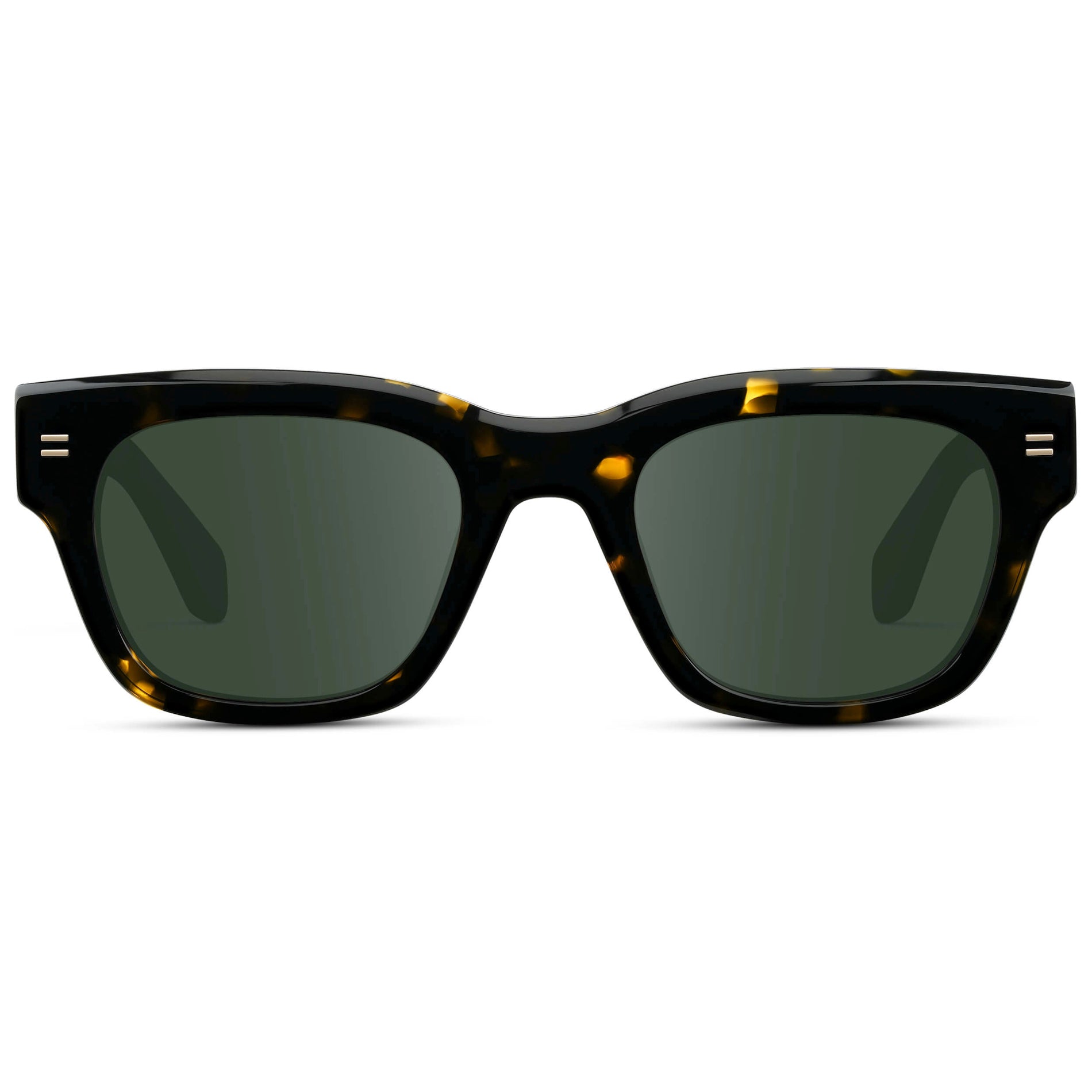 Obsidian Gold Tortoise / G15 || Men's Oversized Rectangular Prescription Sunglasses with Obsidian Gold Tortoise Acetate Frame and Green Prescription Lens