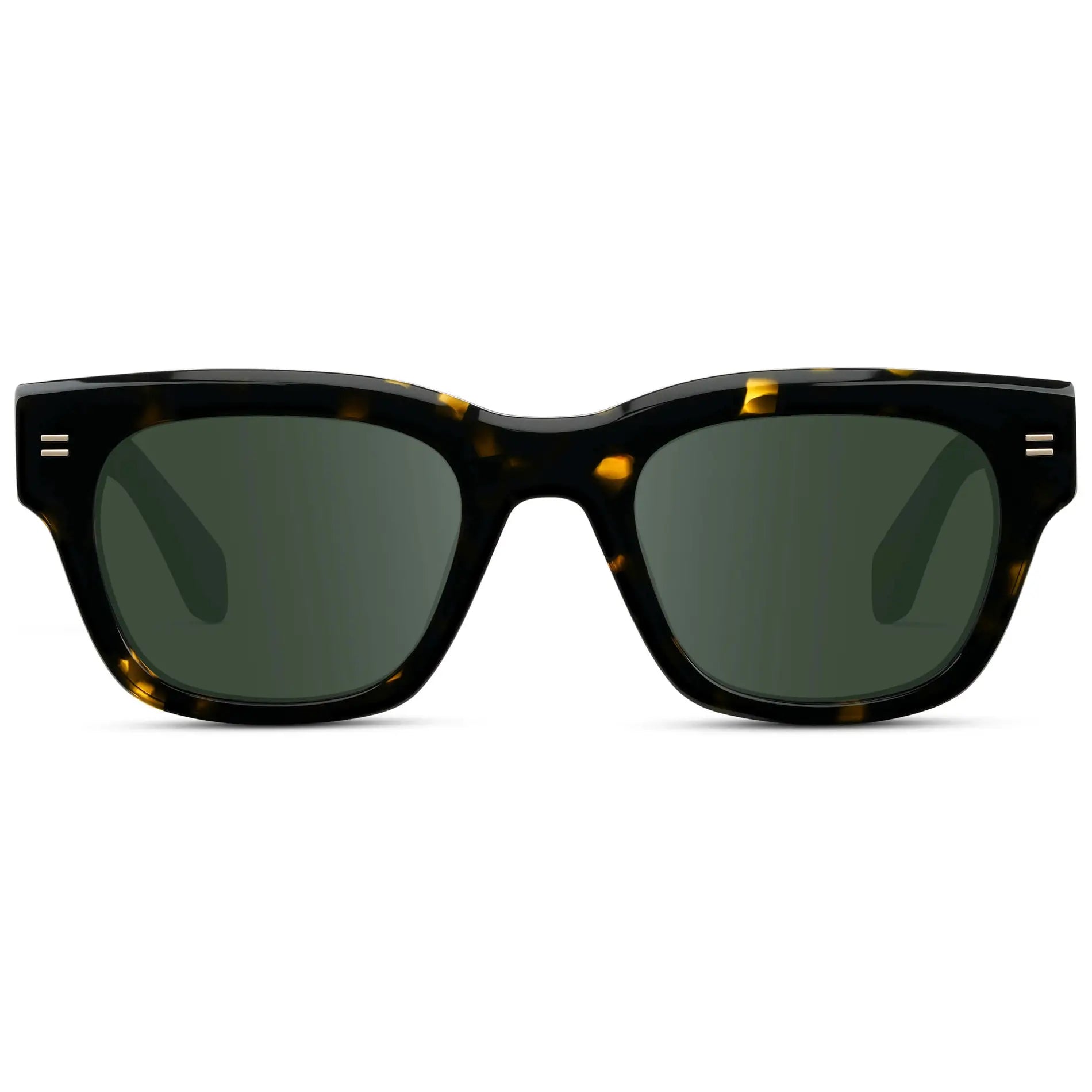 Obsidian Gold Tortoise / G15 || Men's Oversized Rectangular Prescription Sunglasses with Obsidian Gold Tortoise Acetate Frame and Green Prescription Lens